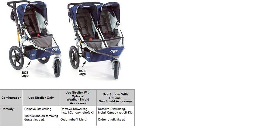 BOB single and double strollers.