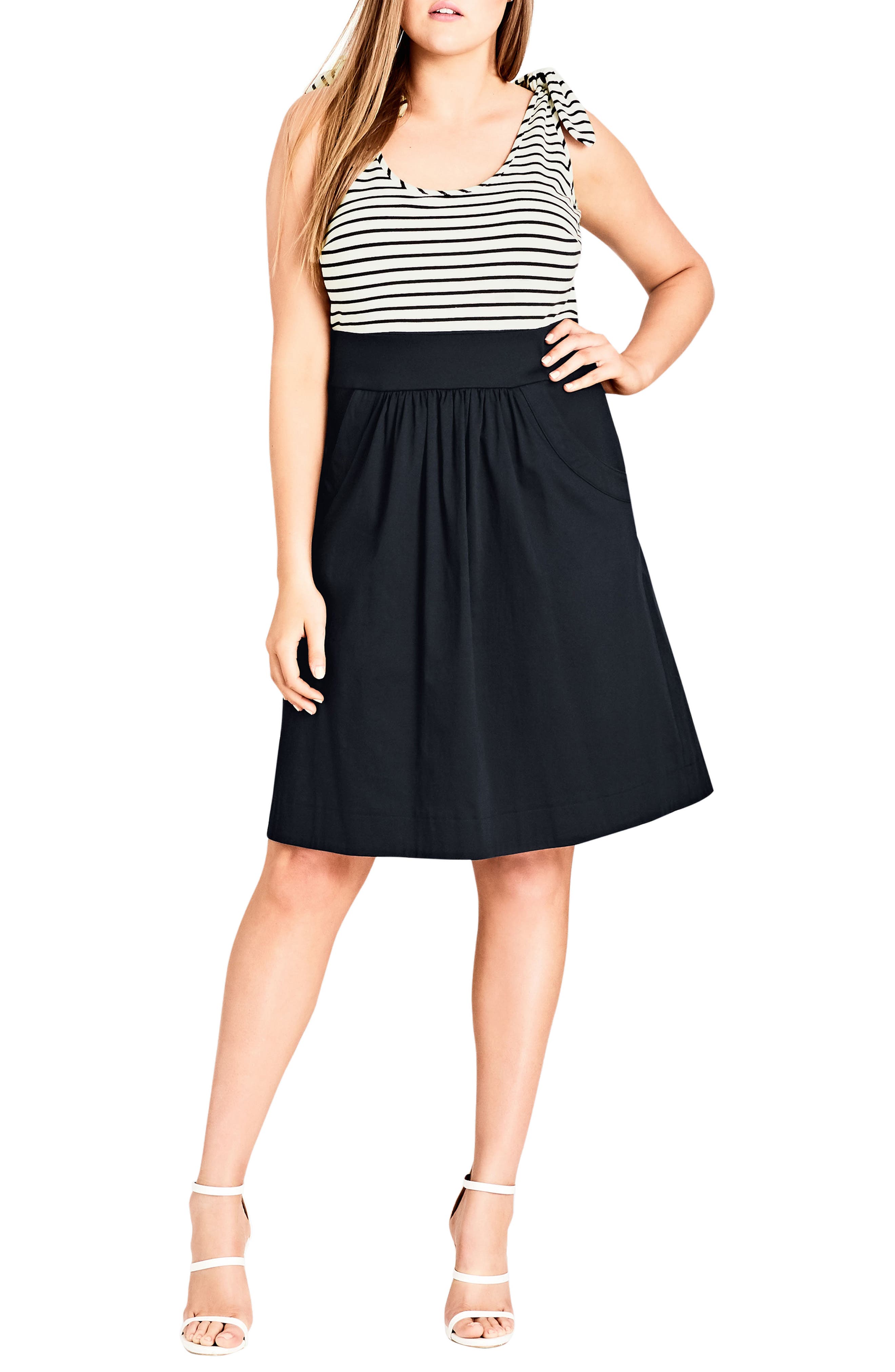 Plus Size City Chic Ahoy Knot Strap Dress
