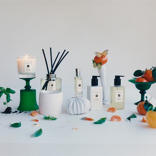 An assortment of home fragrance and beauty products.