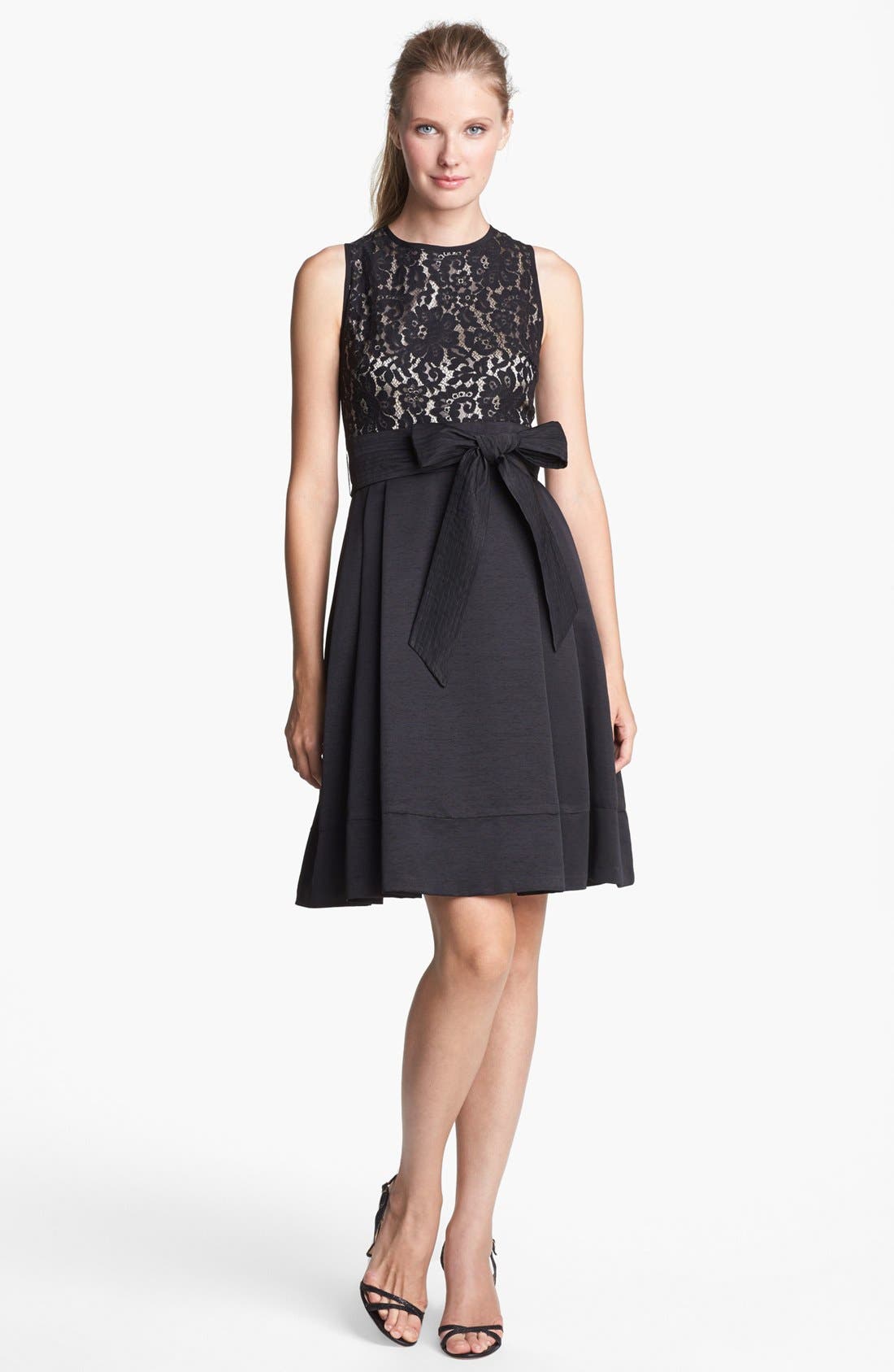 Eliza J Mixed Media Fit & Flare Dress Nordstrom