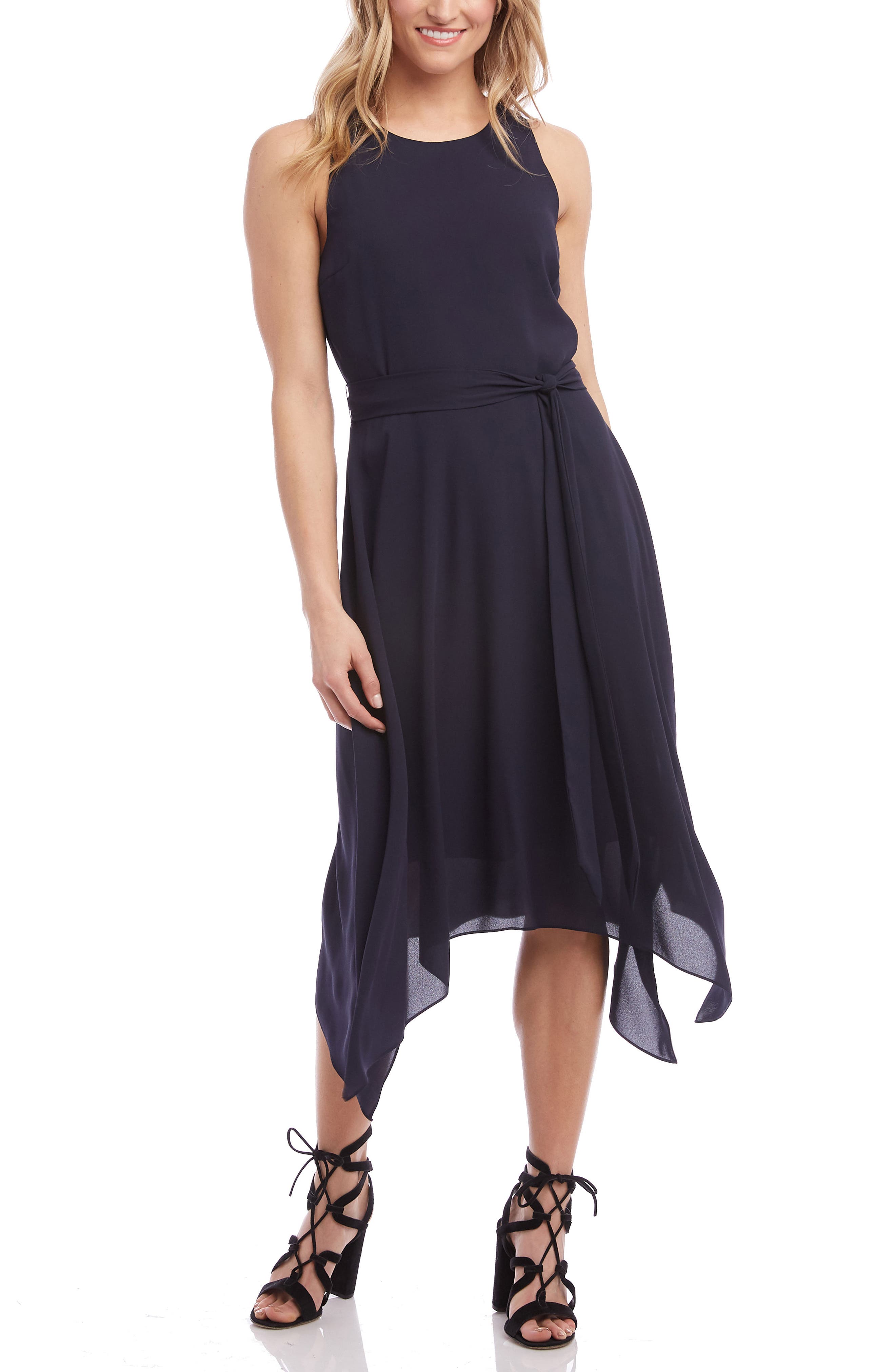 Karen Kane Sleeveless Handkerchief Hem Dress, Blue