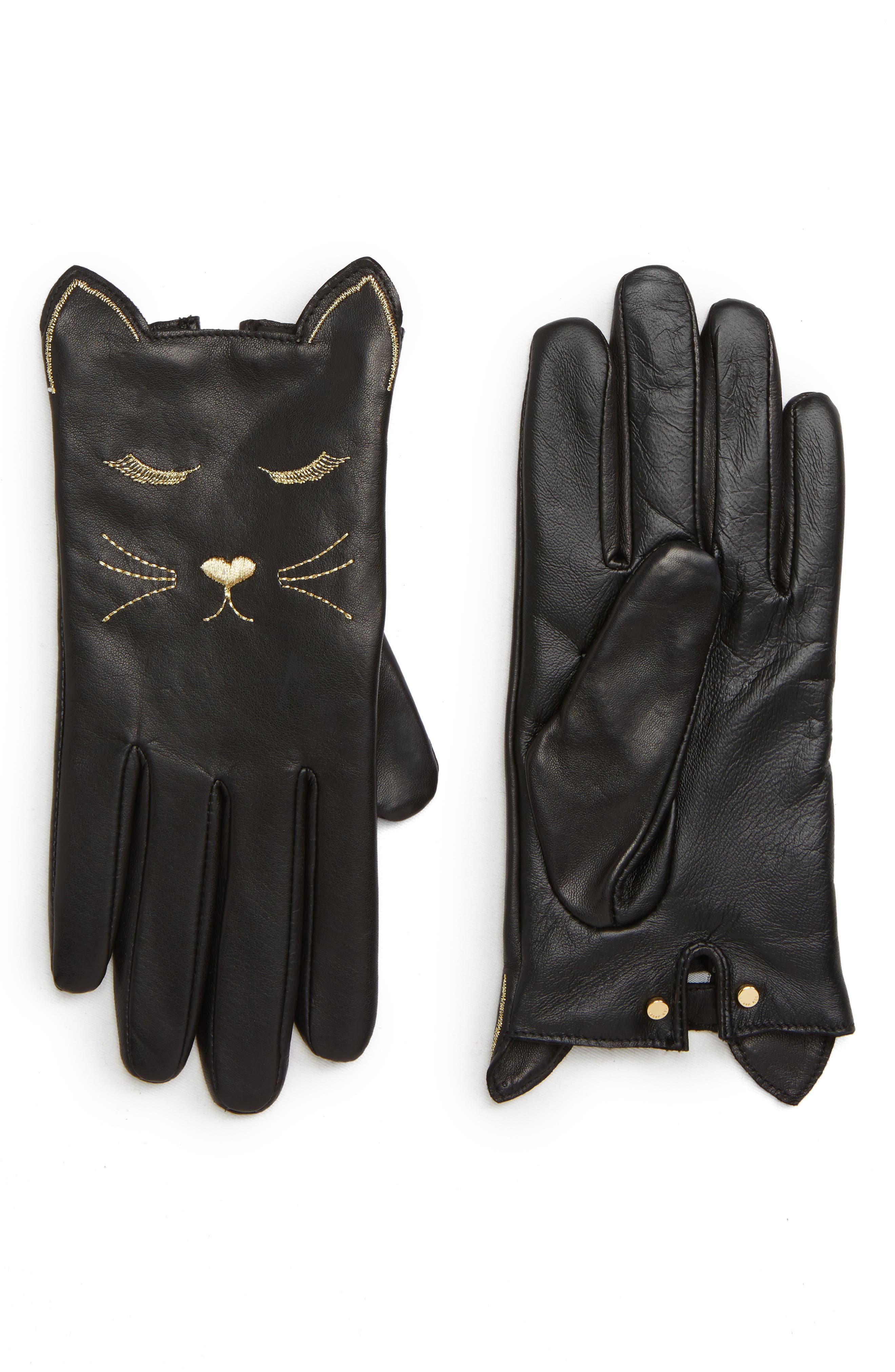 Ted Baker London Cat Leather Touchscreen Gloves
