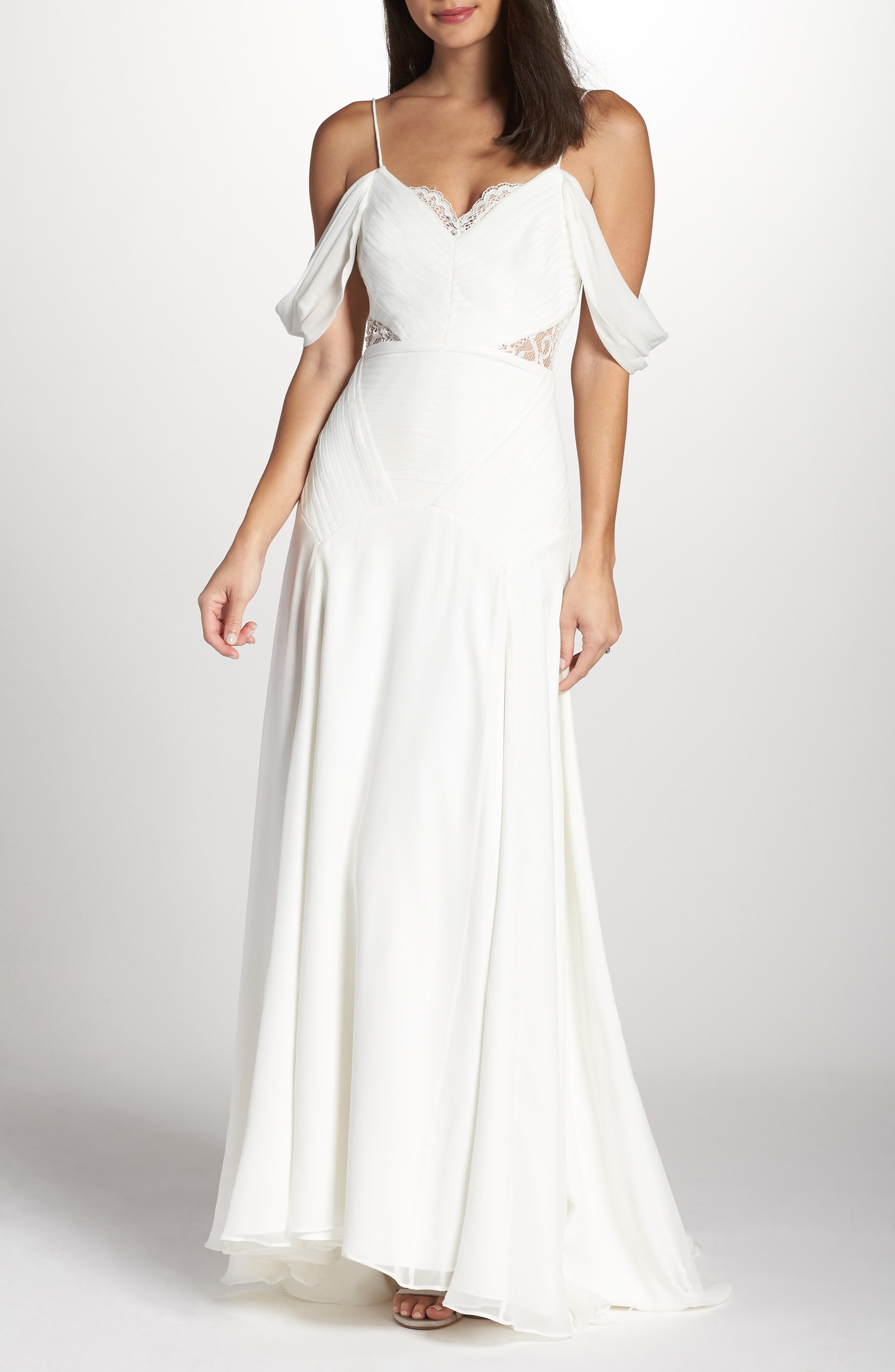 Fame & Partners The Fitzgerald Cold Shoulder Gown, White