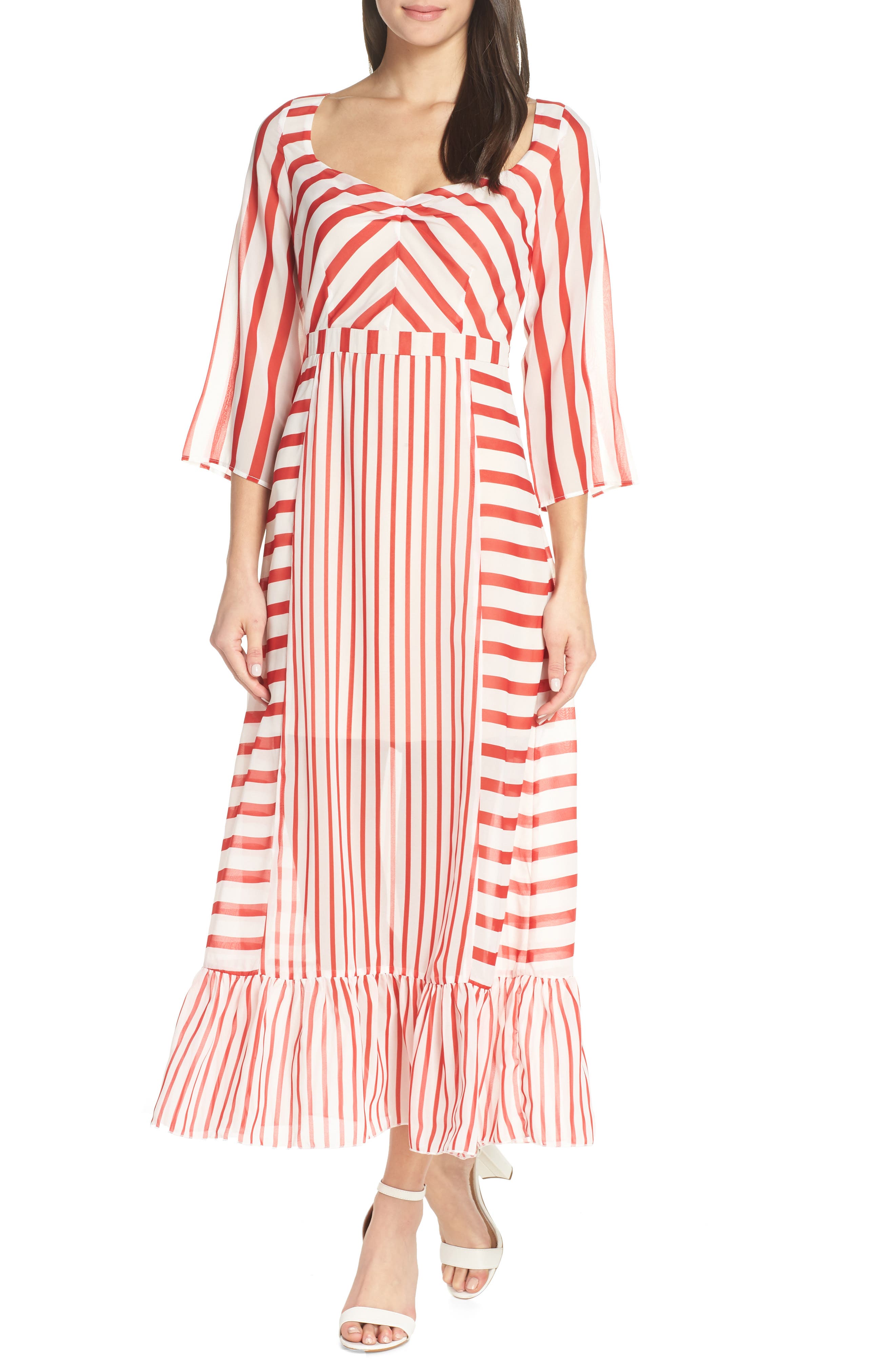 Chelsea28 Multi Stripe Maxi Dress, Red
