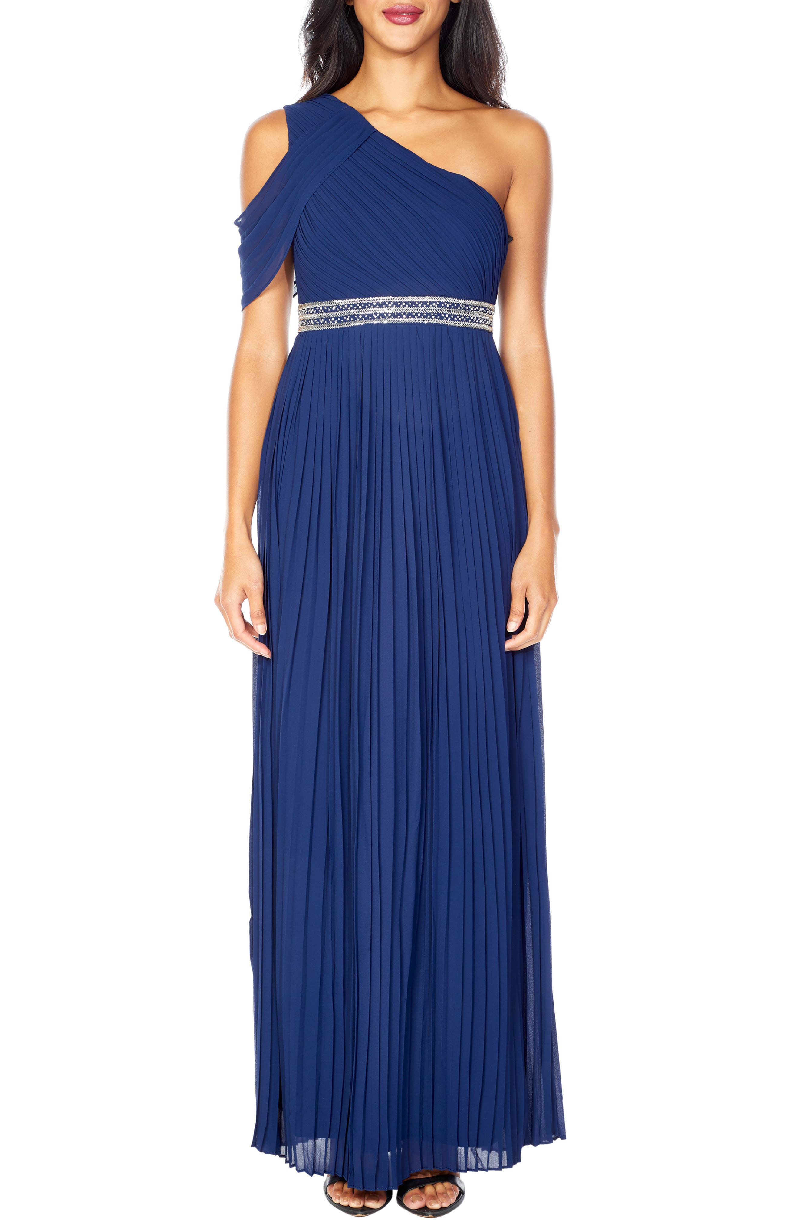 Tfnc Jovie Pleated Gown, Blue
