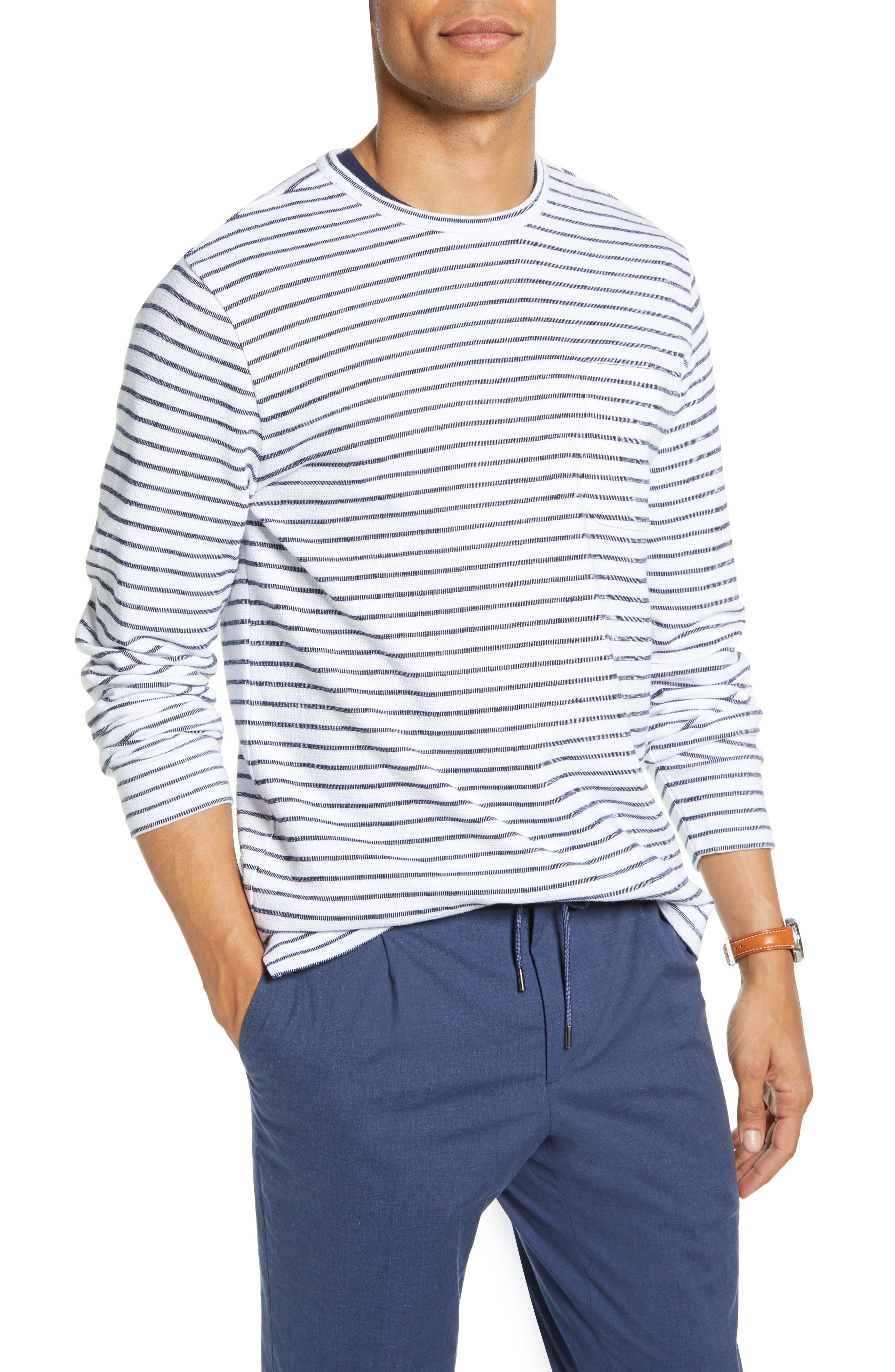 1901 Stripe Cotton Blend Sweater, White