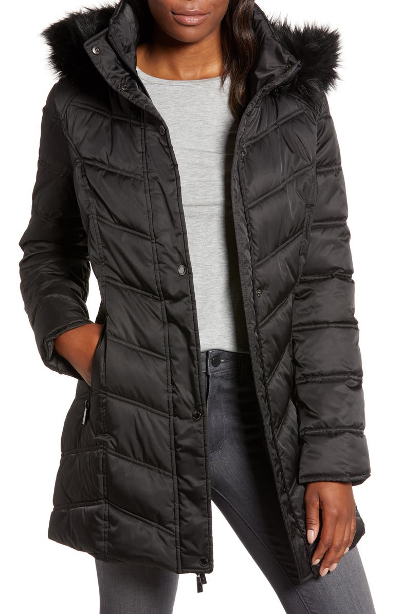 Kenneth Cole New York Faux Fur Trim Puffer Jacket | Nordstrom