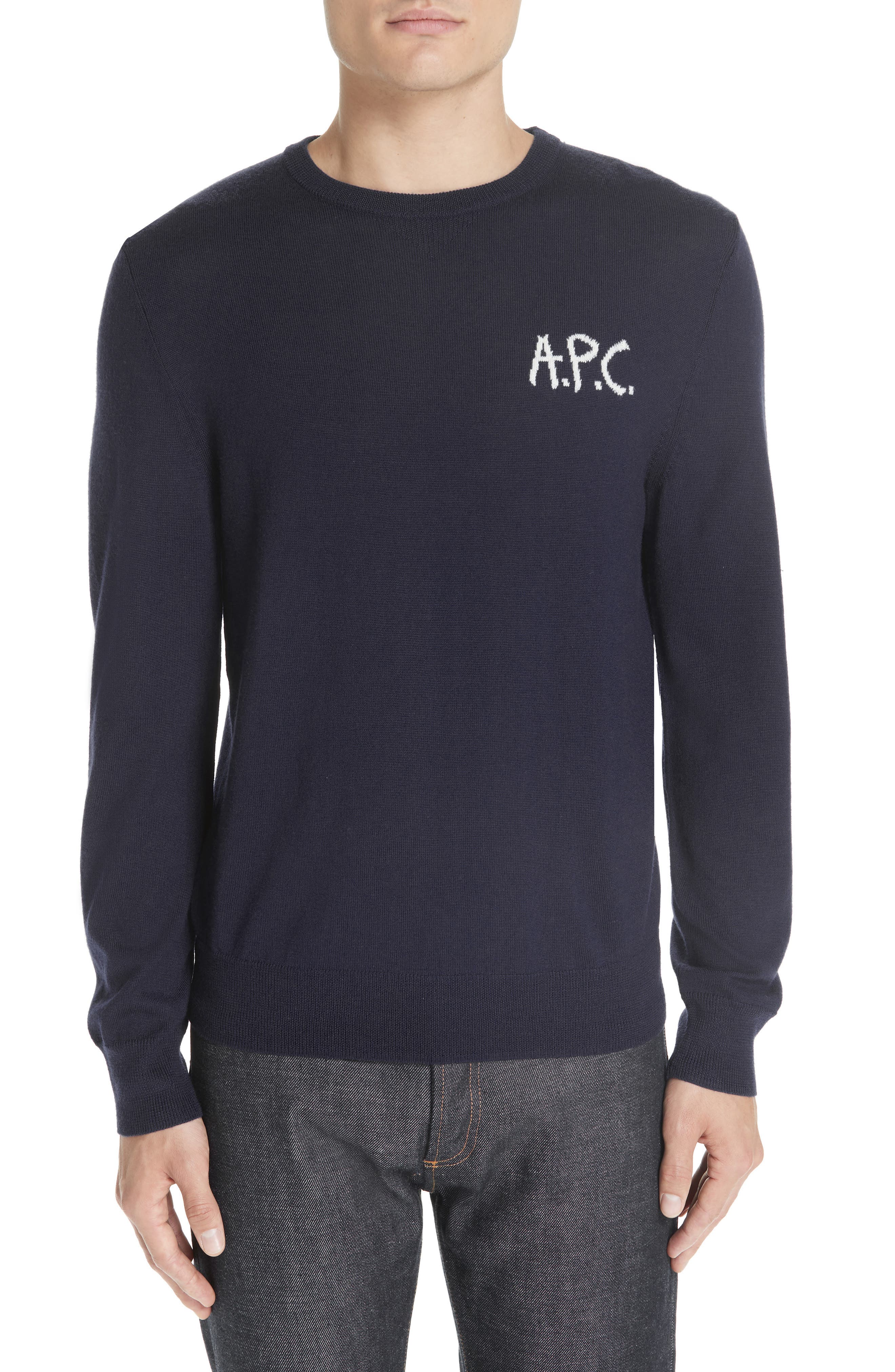 A.p.c. Logo Merino Wool Sweater, Blue