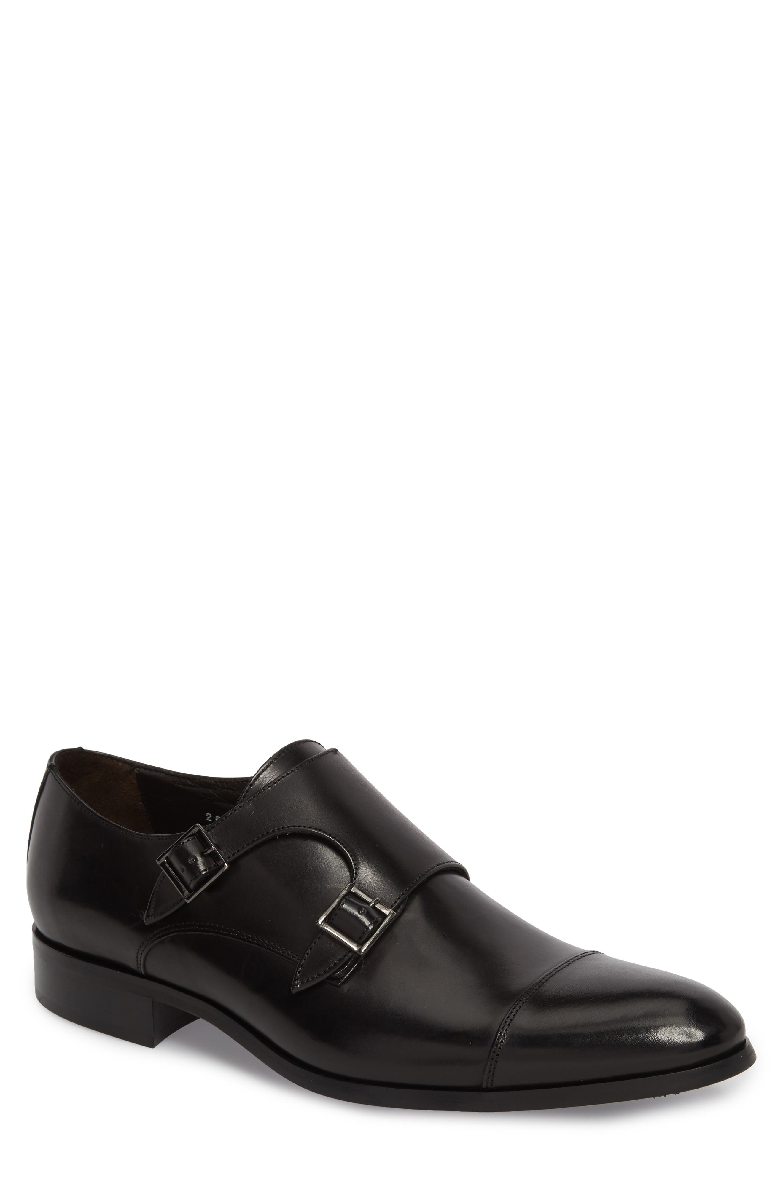 To Boot New York Bankston Cap Toe Double Strap Monk Shoe, Black