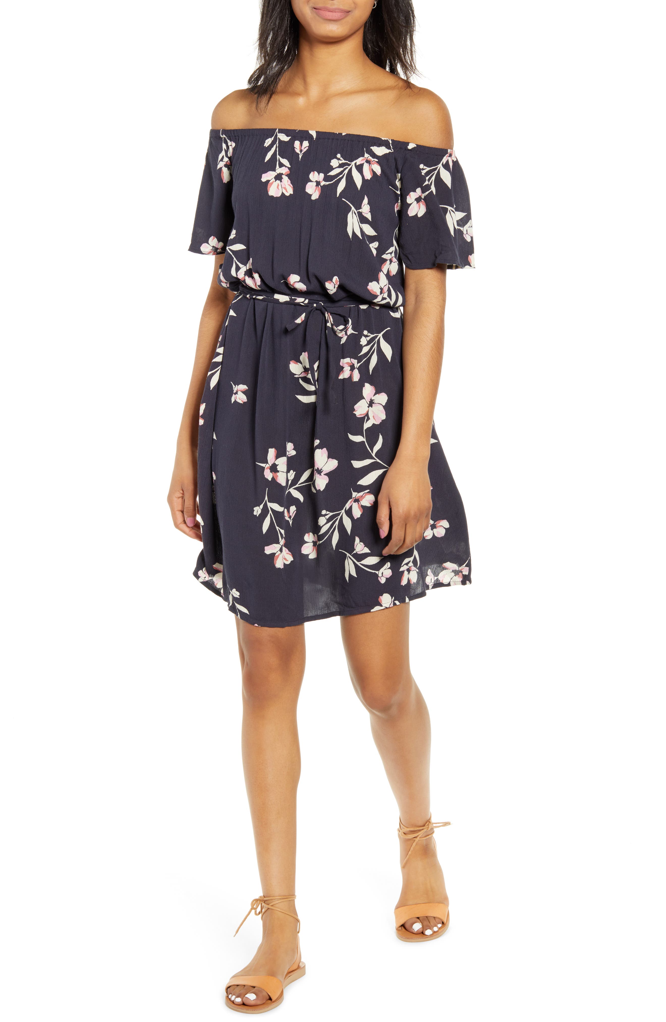 Billabong Both Ways Off The Shoulder Minidress, Blue