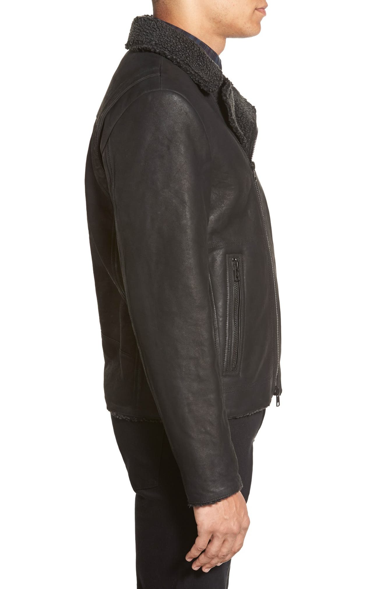 Vince Camuto Leather Moto Jacket With Faux Shearling Lining Nordstrom