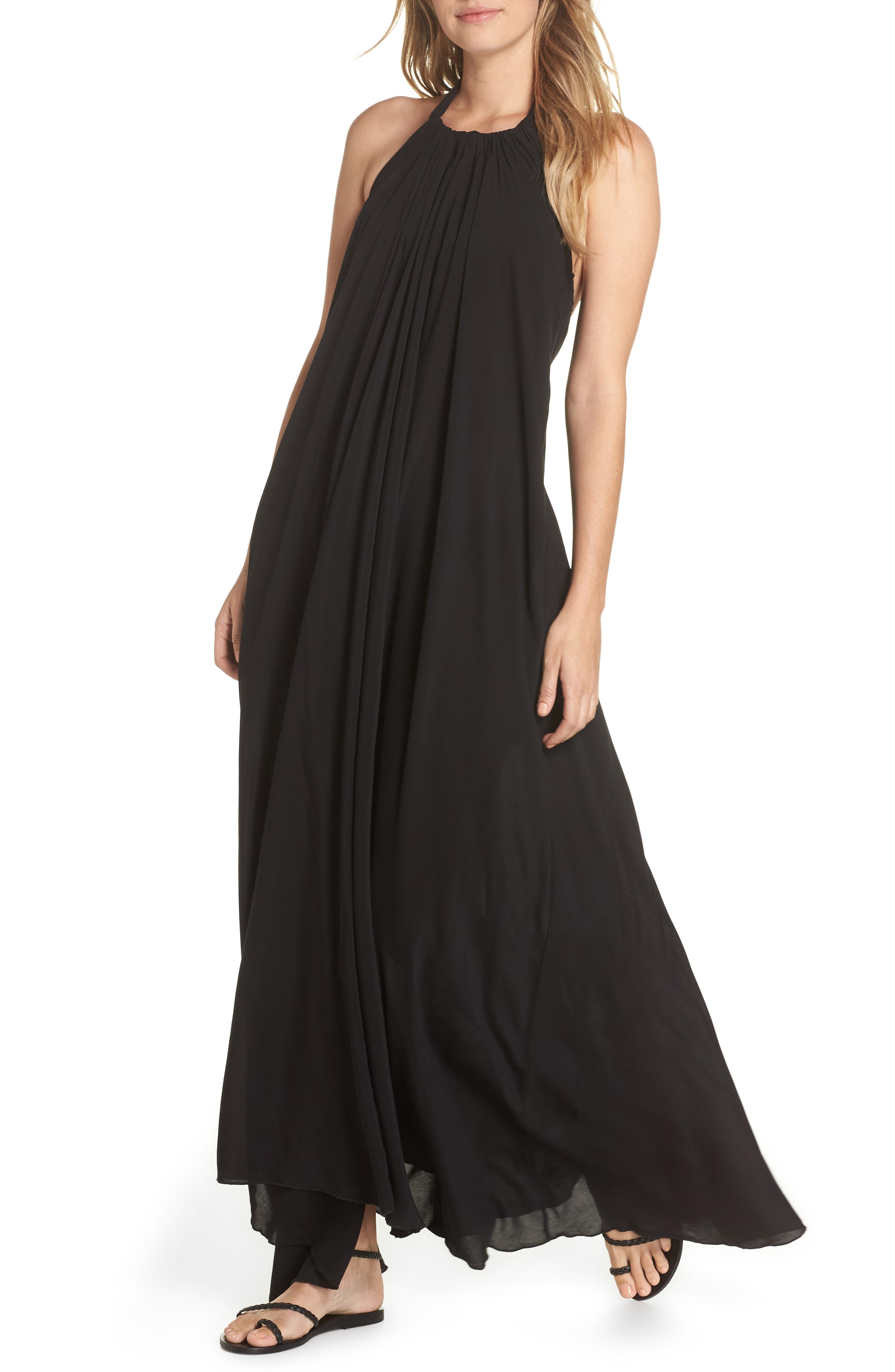 Elan Cover-Up Maxi Dress, Black