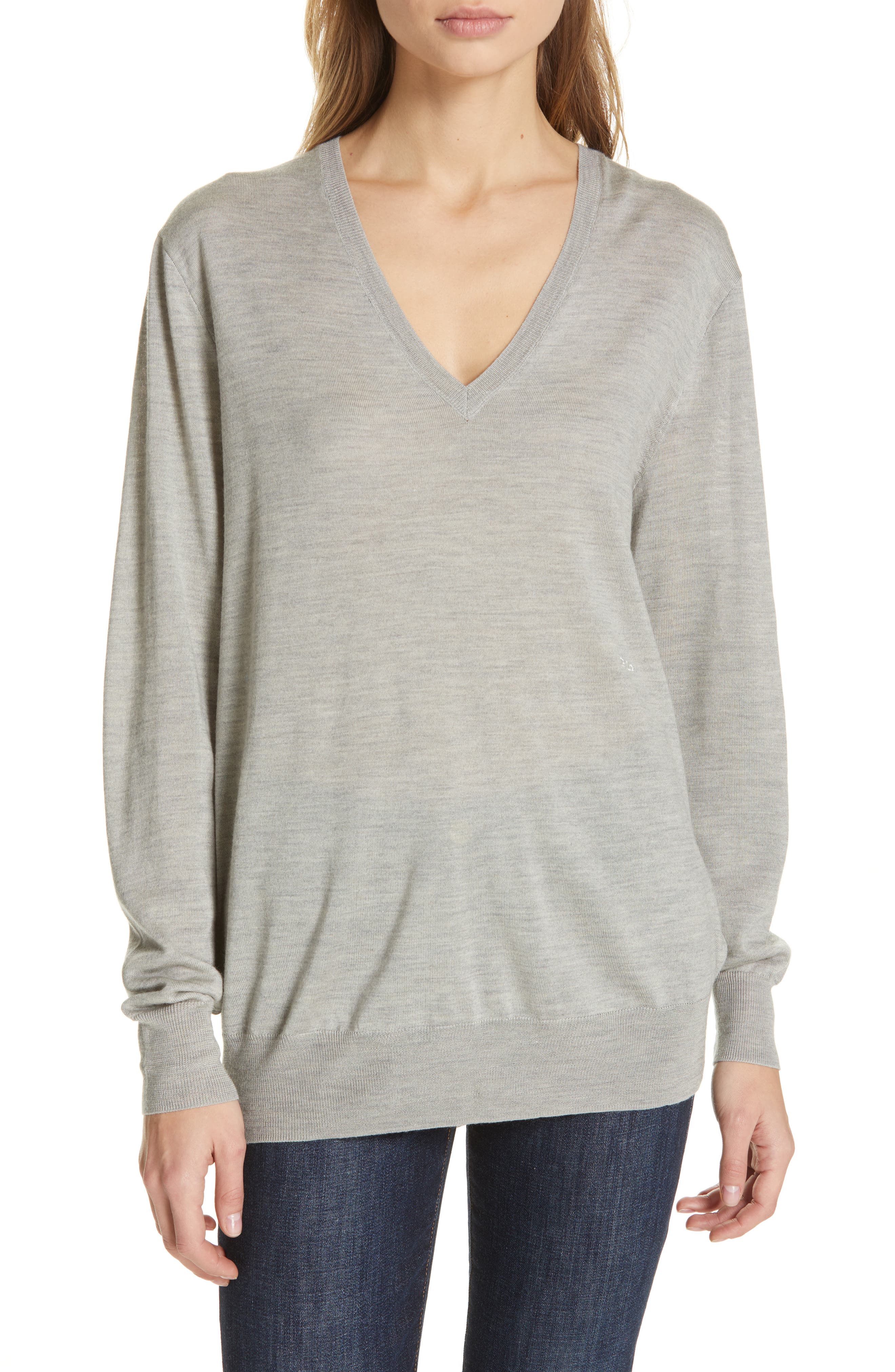 Polo Ralph Lauren V-Neck Wool, Silk & Cashmere Sweater, Grey