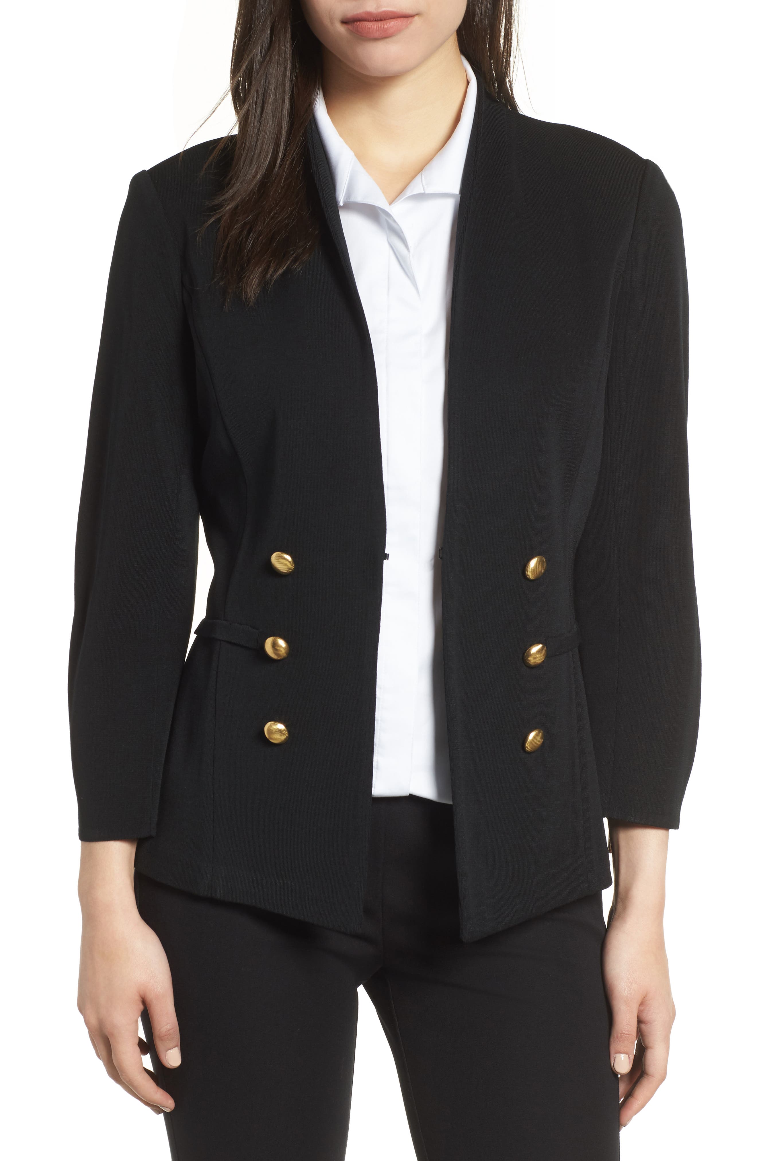 Ming Wang Button Detail Knit Jacket