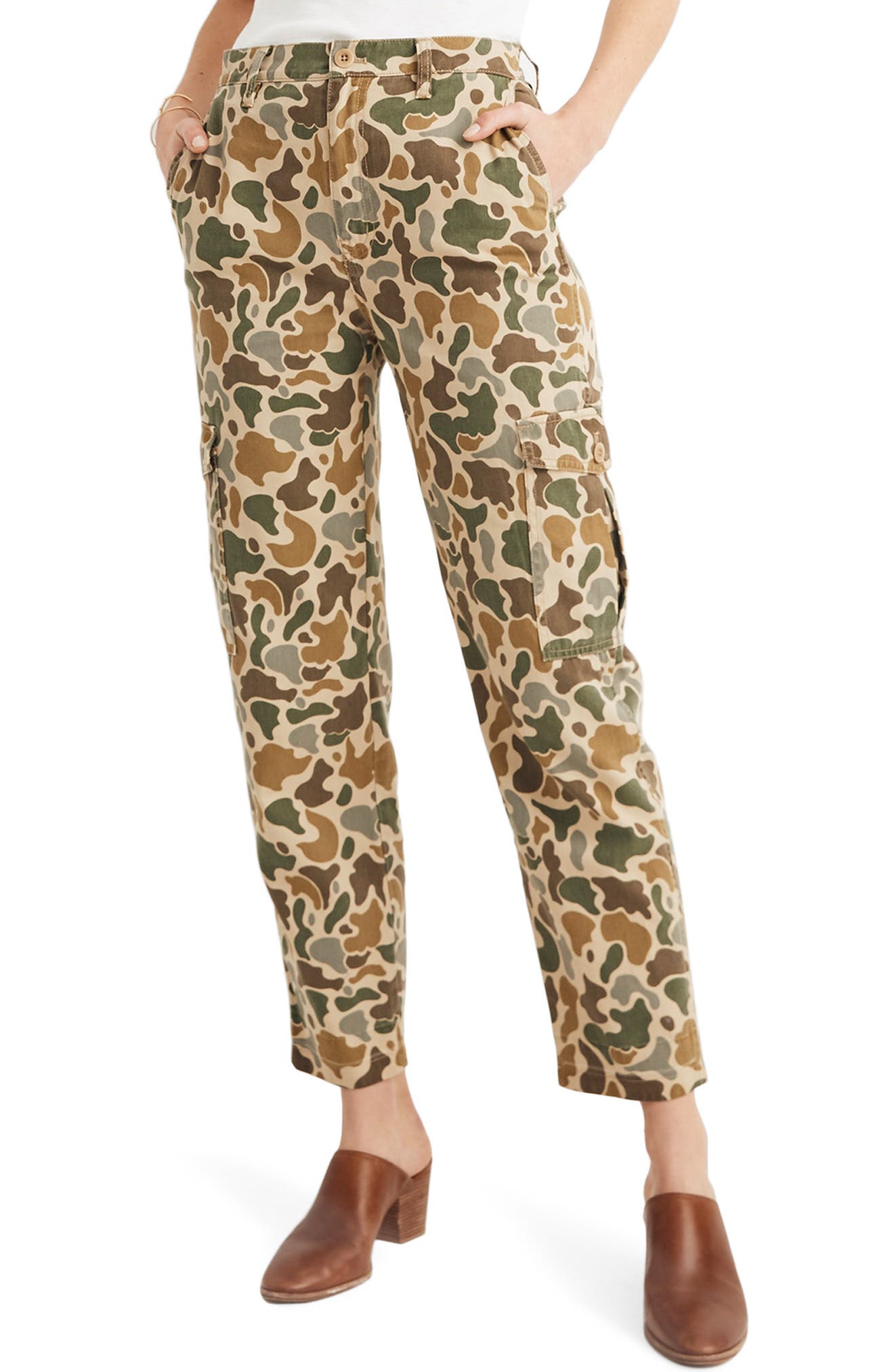 Madewell High Waist Camo Cargo Pants, Brown