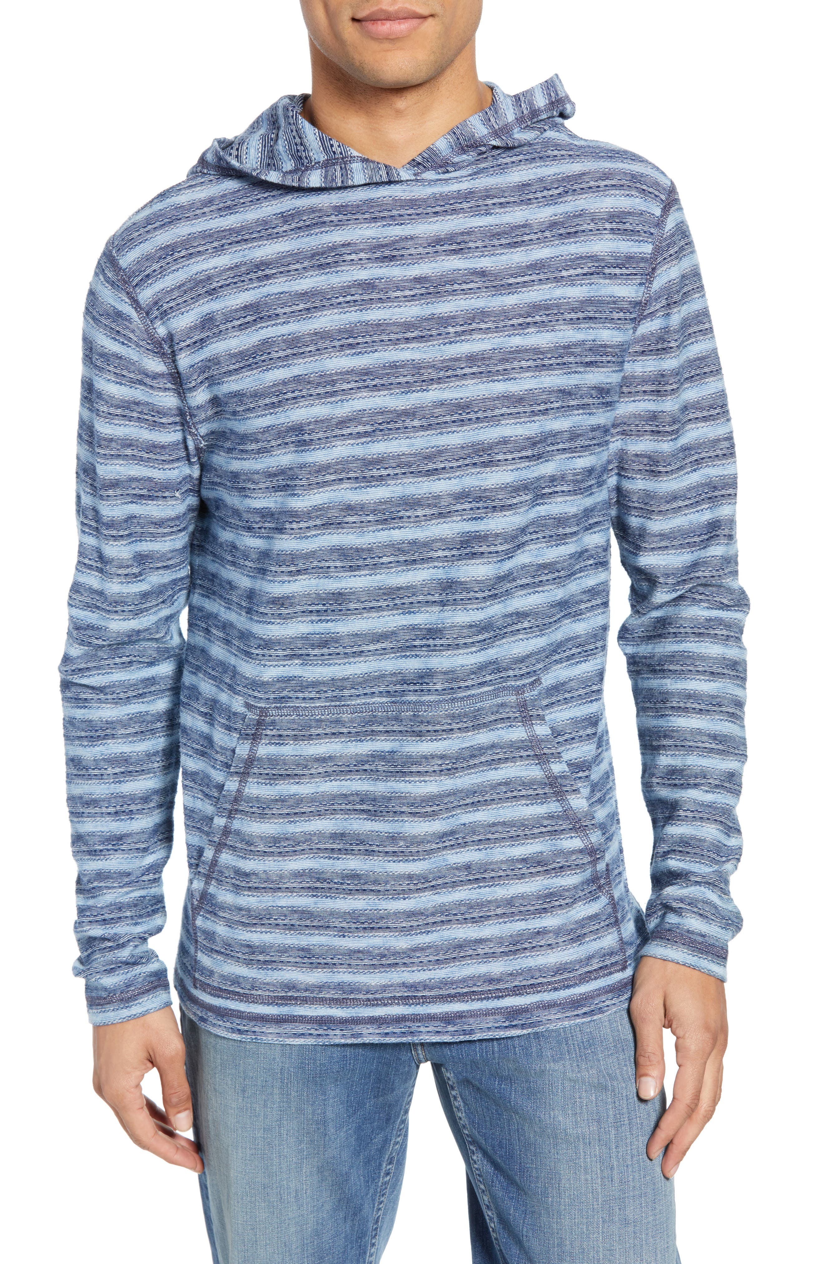 Faherty Regular Fit Stripe Hoodie, Blue