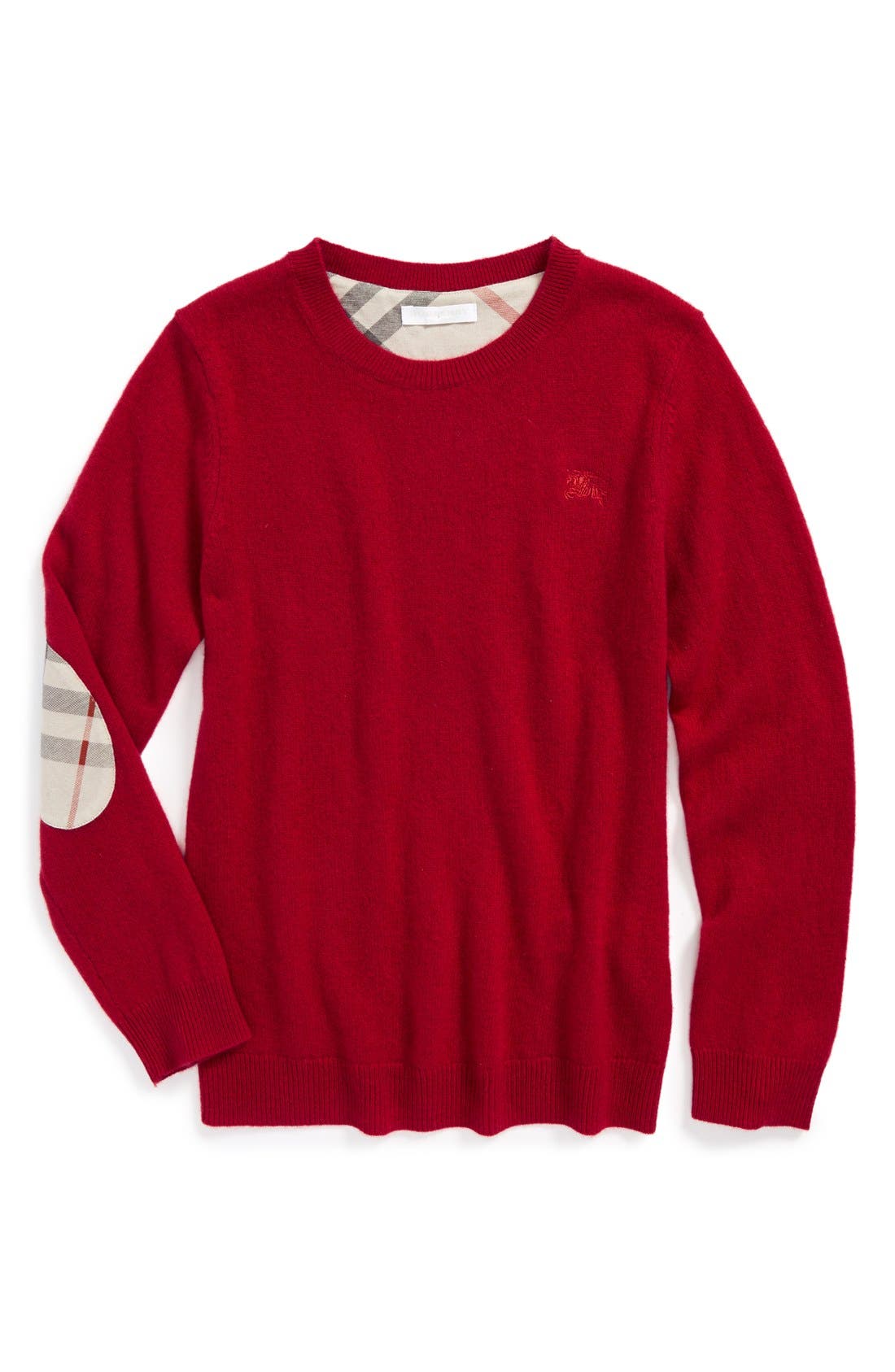 Burberry Check Elbow Patch Cashmere Sweater (Little Boys & Big Boys