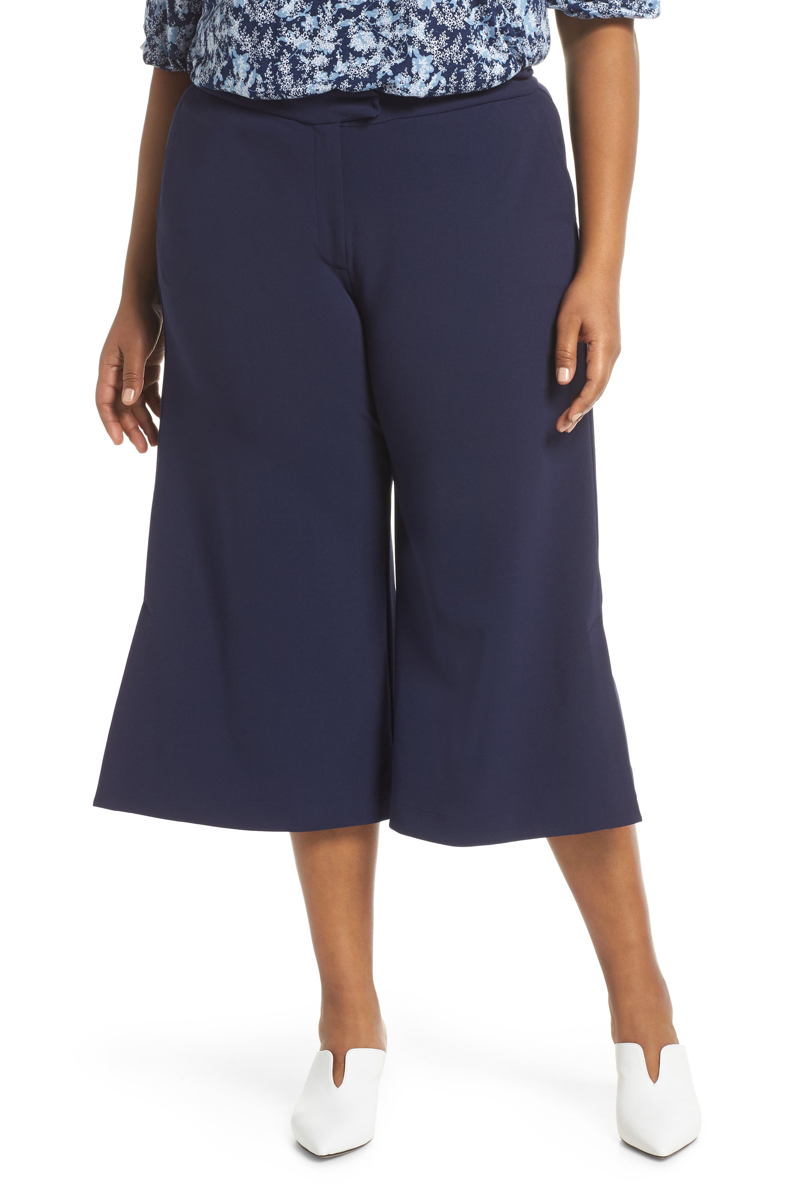 Plus Size Michael Michael Kors Capri Wide Leg Pants, Blue
