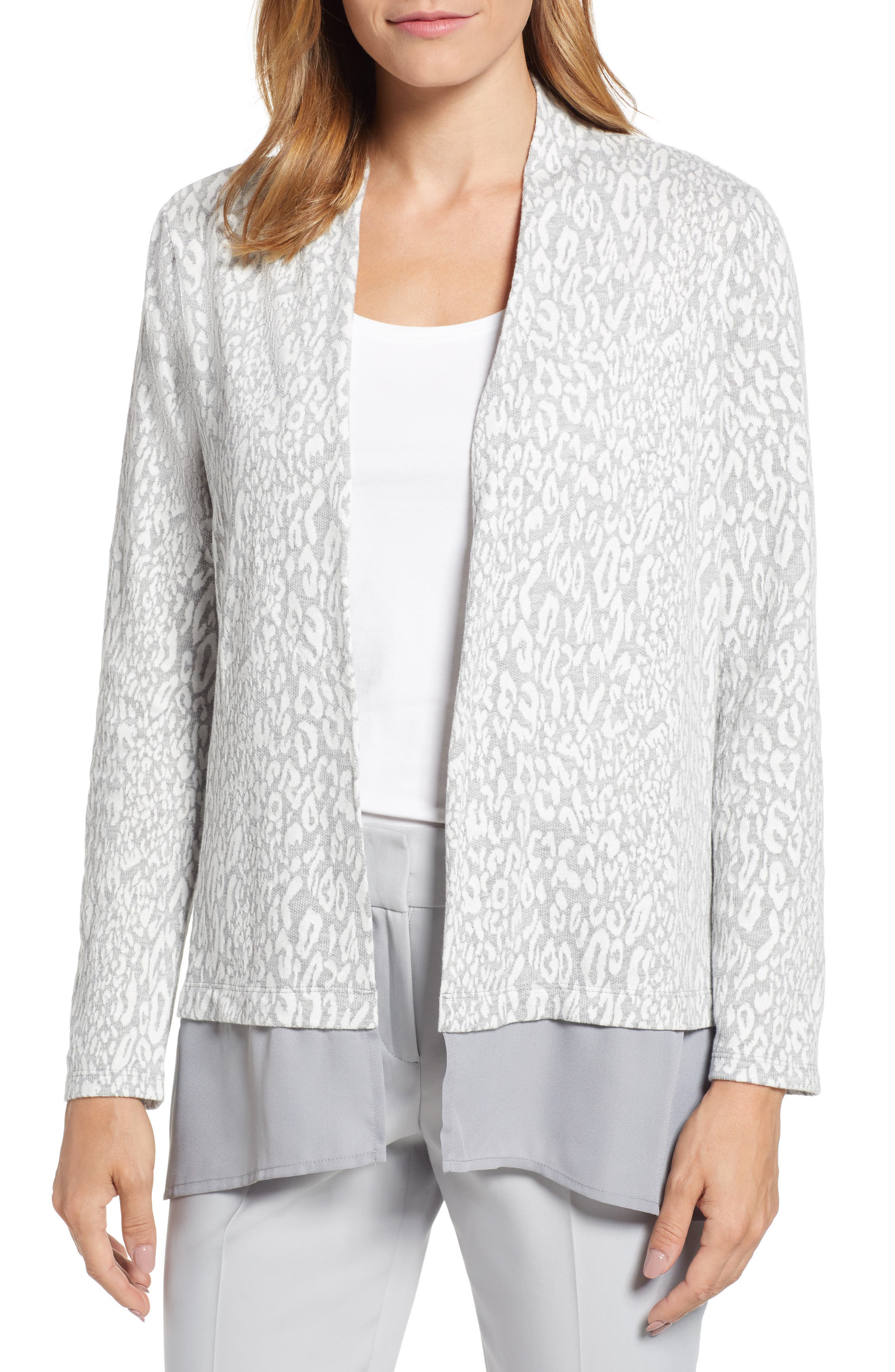 Chaus Animal Jacquard Cardigan, Grey
