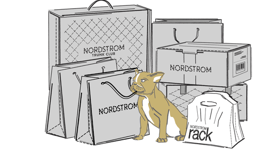 Stack of Nordstrom boxes and bags.