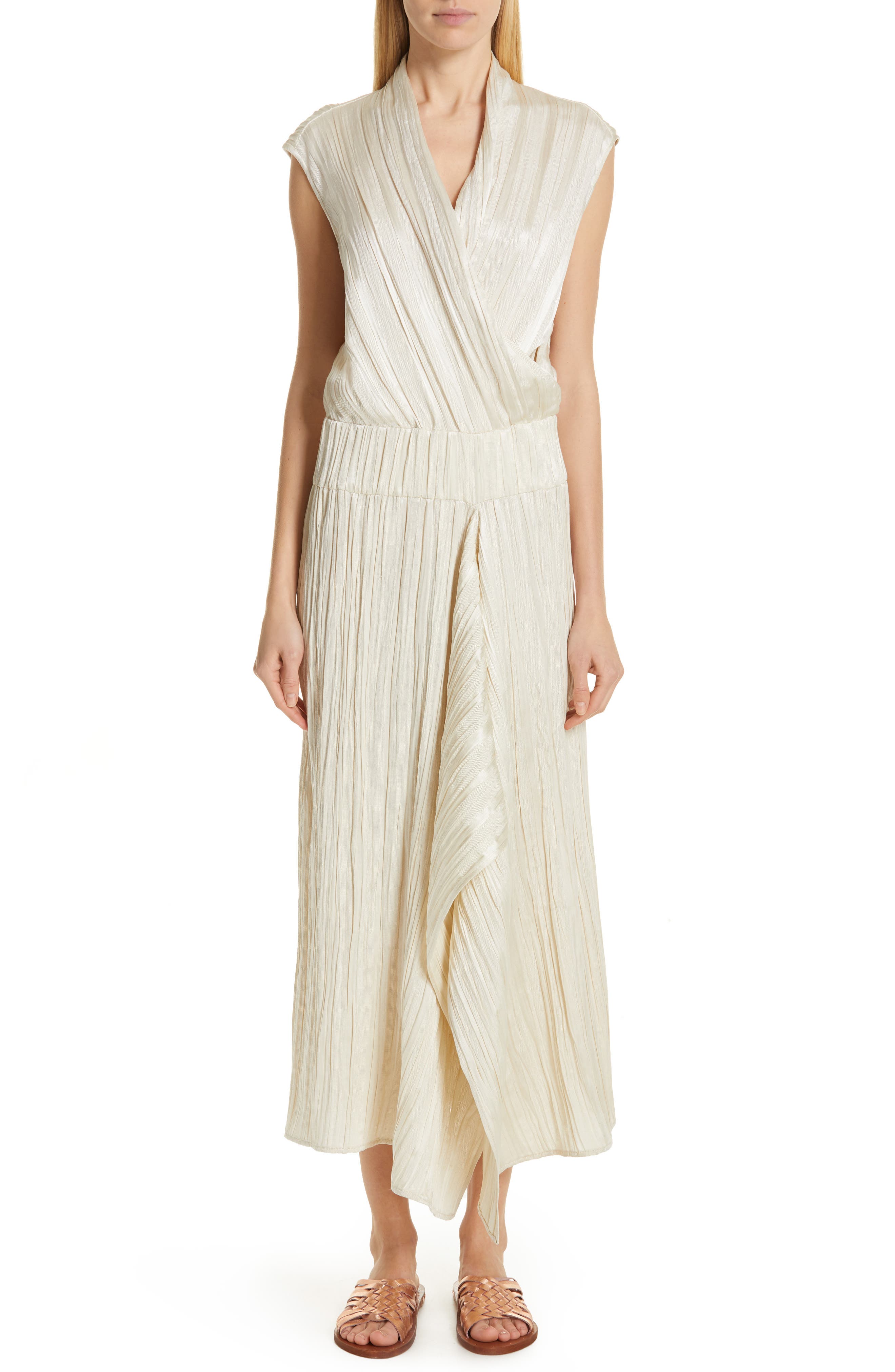 Zero + Maria Cornejo Plisse Linen & Silk Dress