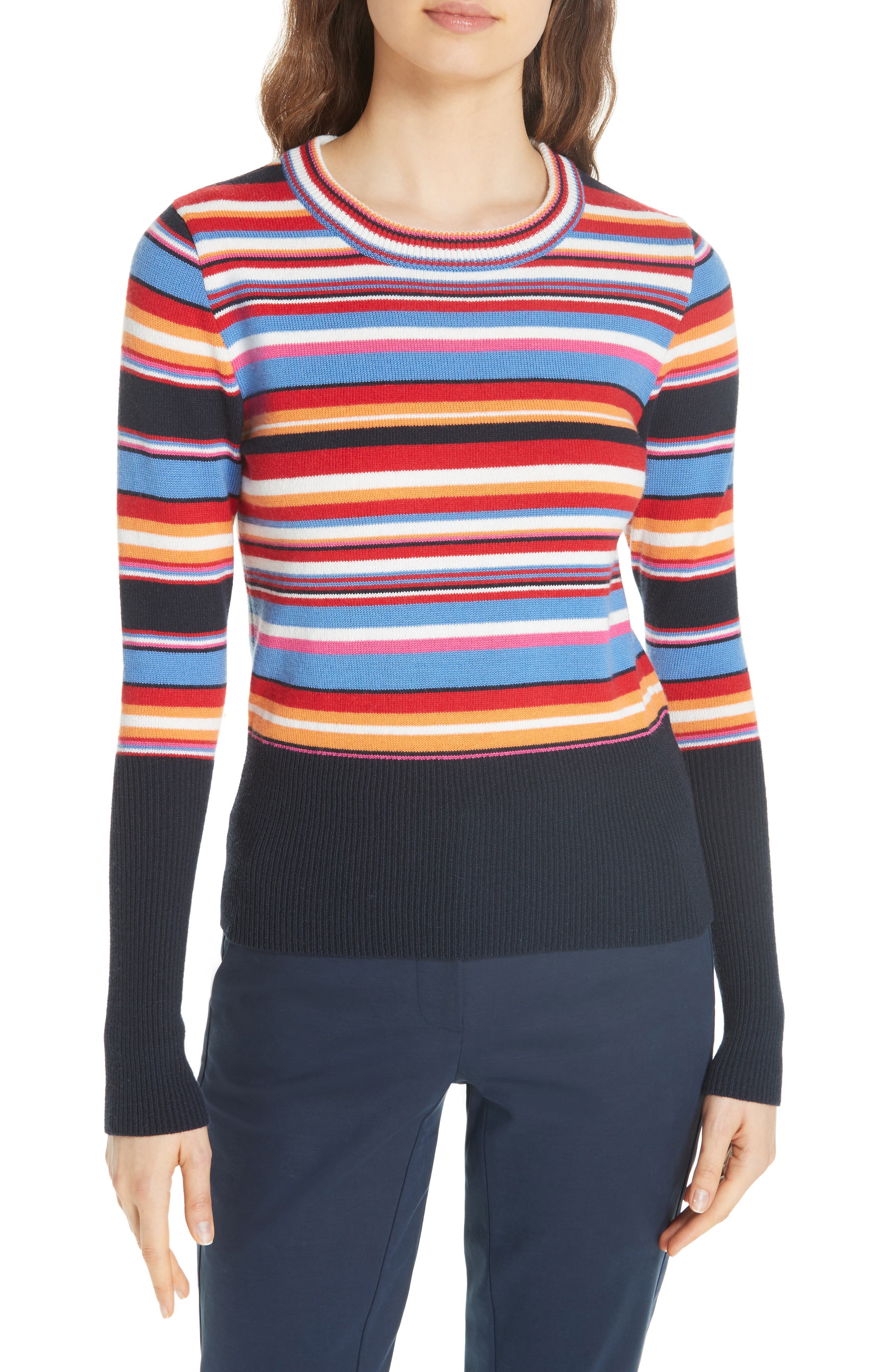 Tory Burch Kit Stripe Scoop Neck Sweater | Nordstrom