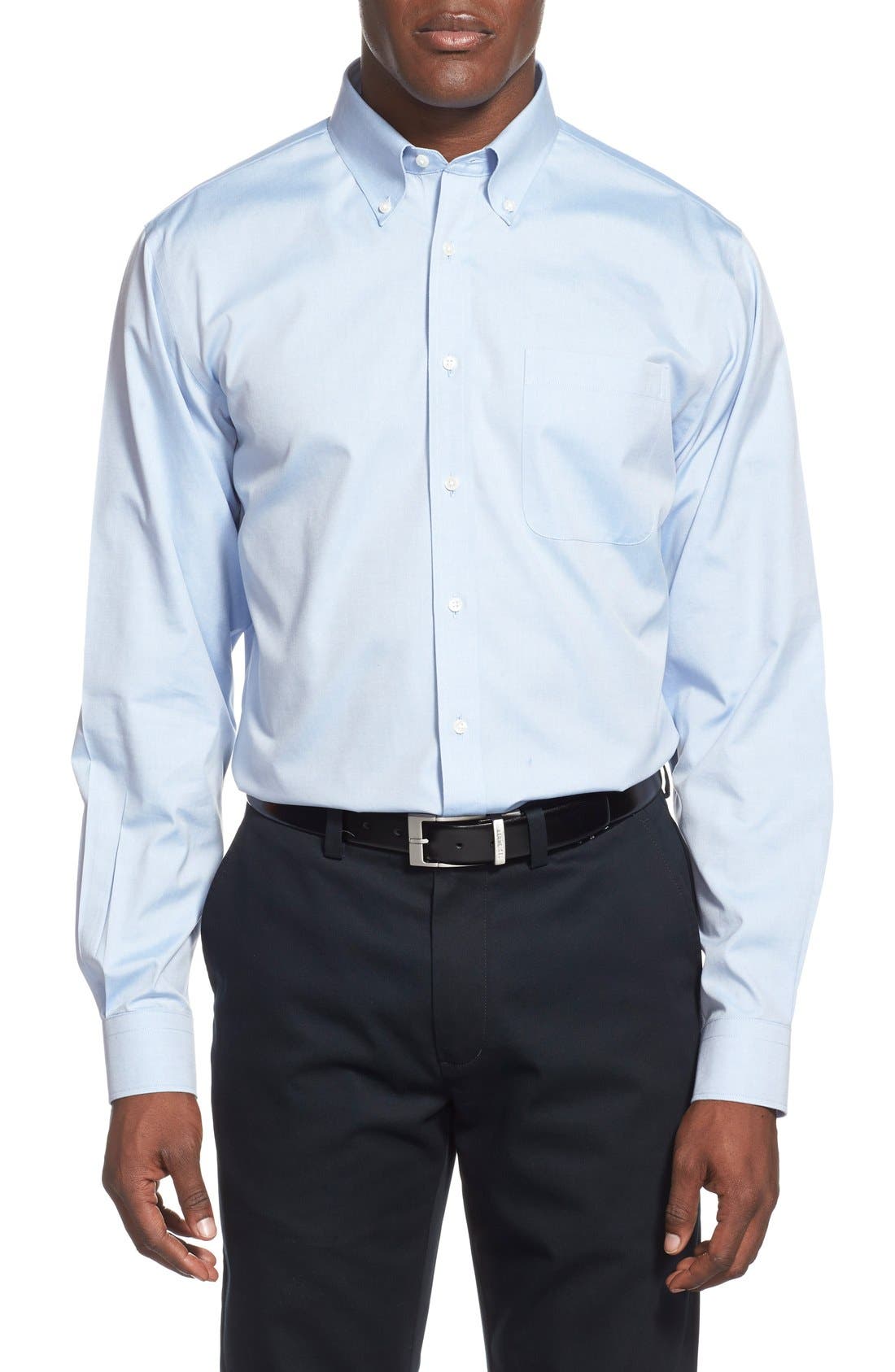 Nordstrom Shop Smartcare(TM) Traditional Fit Pinpoint Dress Shirt 33 - Blue