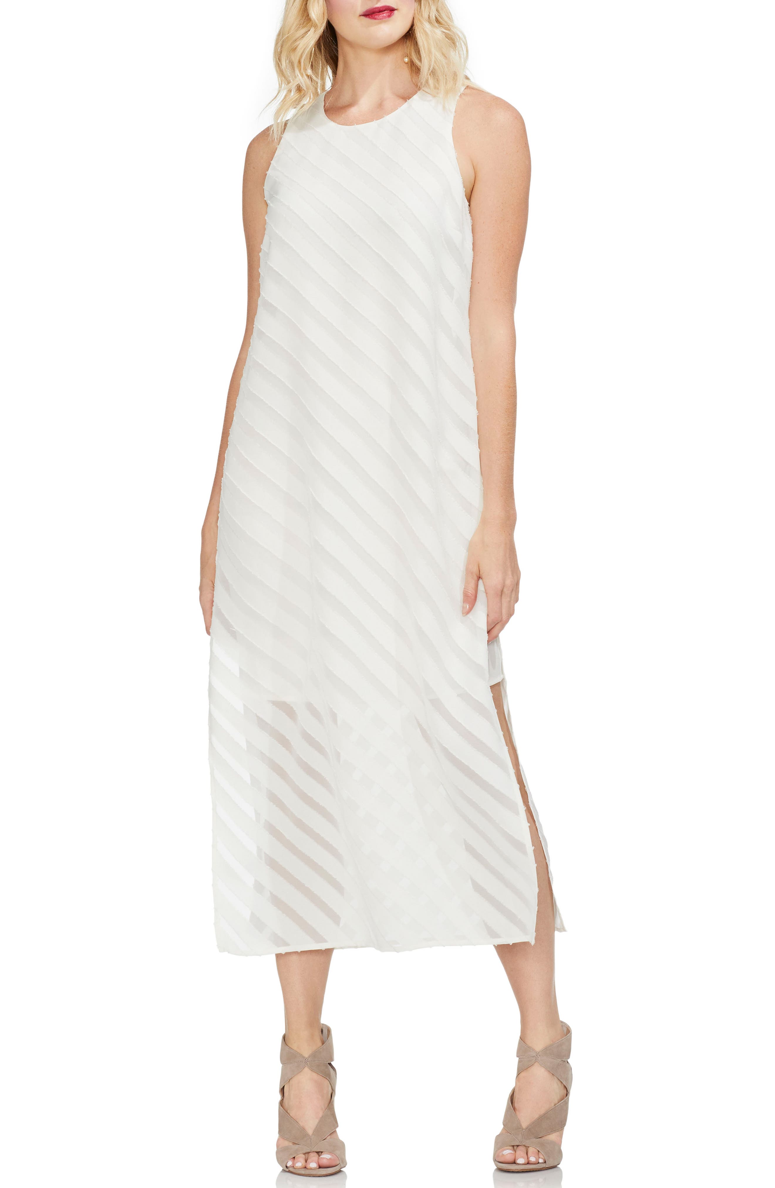 Vince Camuto Diagonal Stripe Chiffon Maxi Dress, Ivory