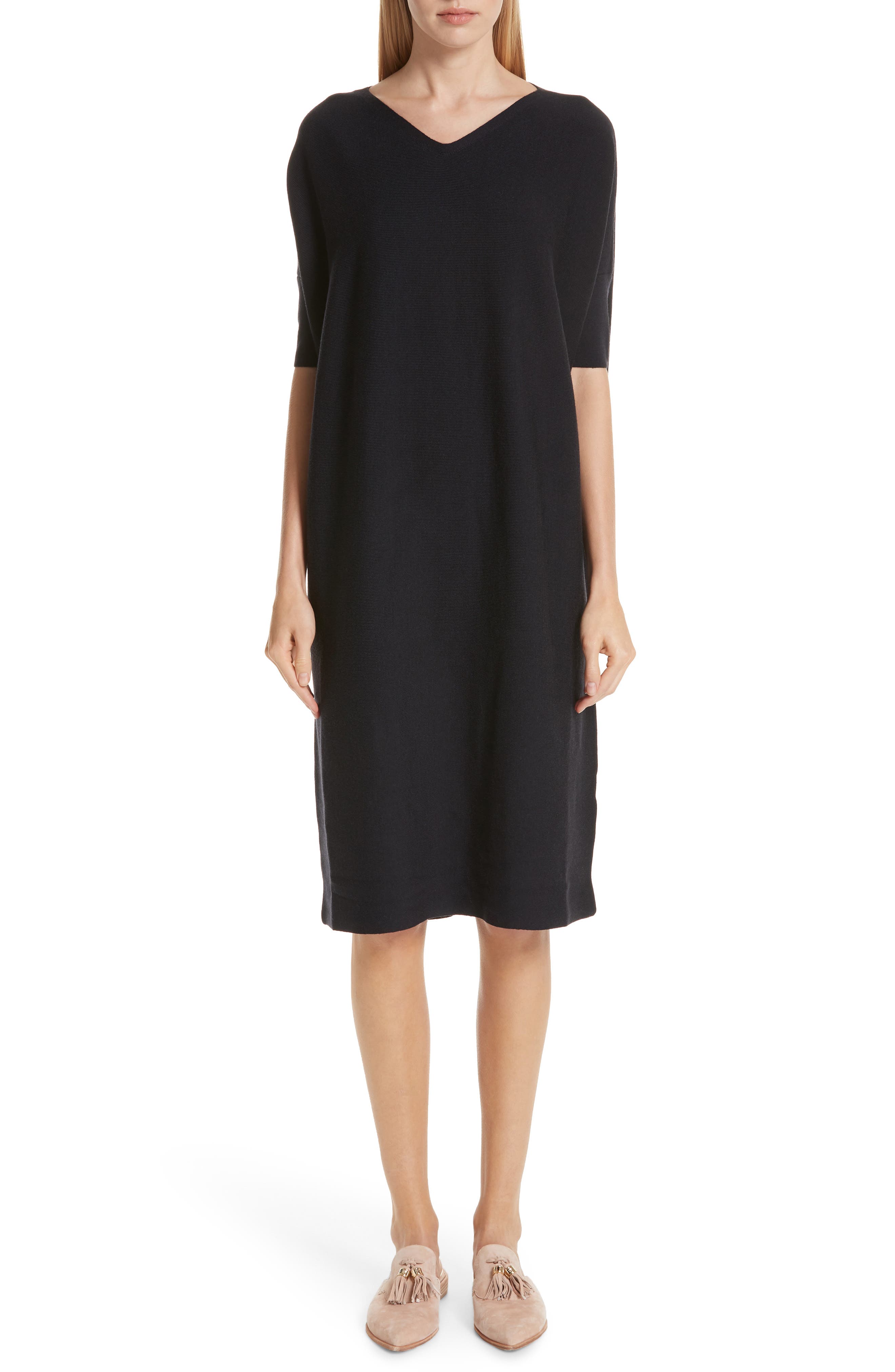 Lafayette 148 New York Relaxed Rib Knit Sweater Dress, Blue