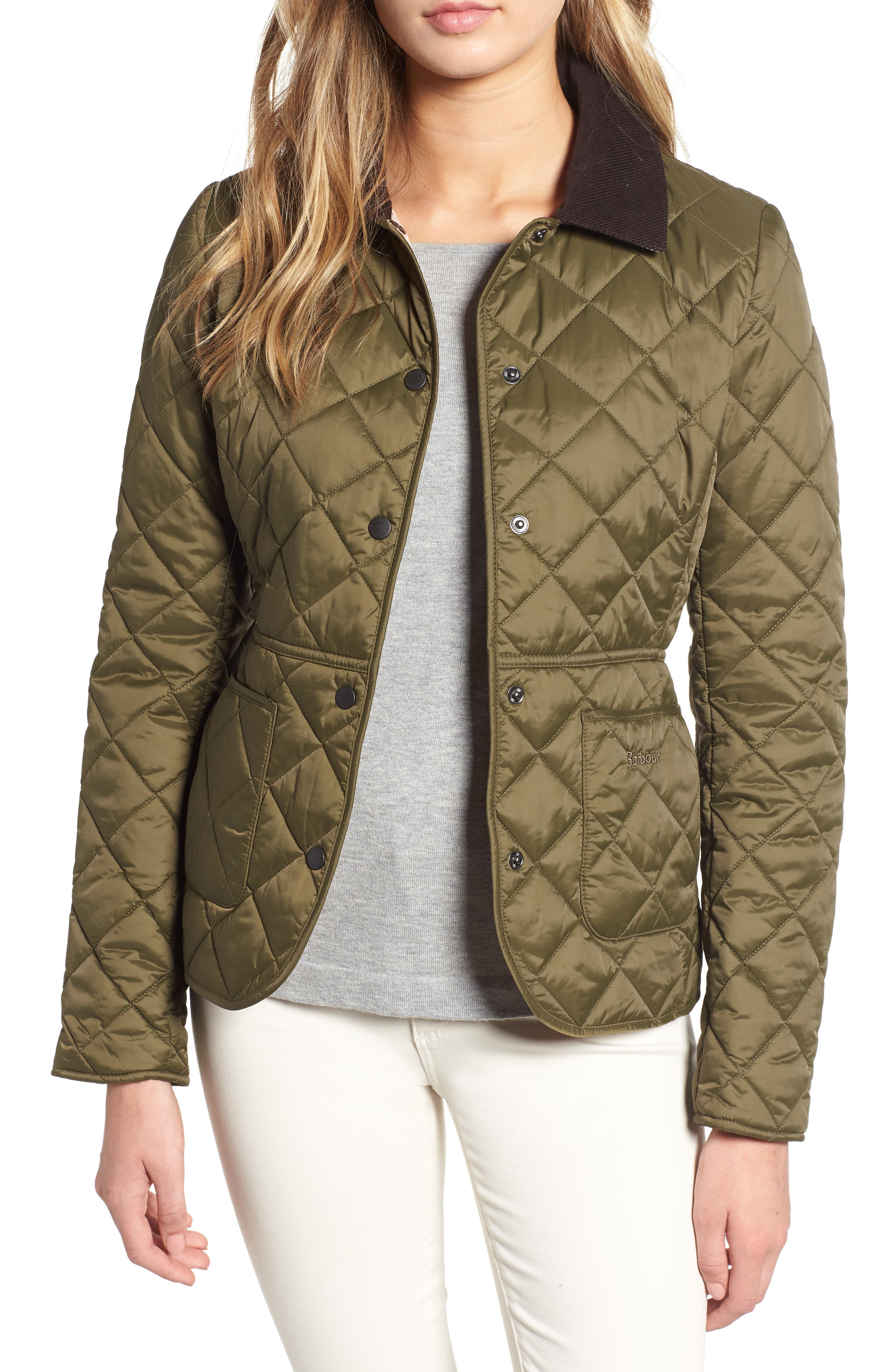 Barbour Deveron Quilted Jacket, 18 UK - Green