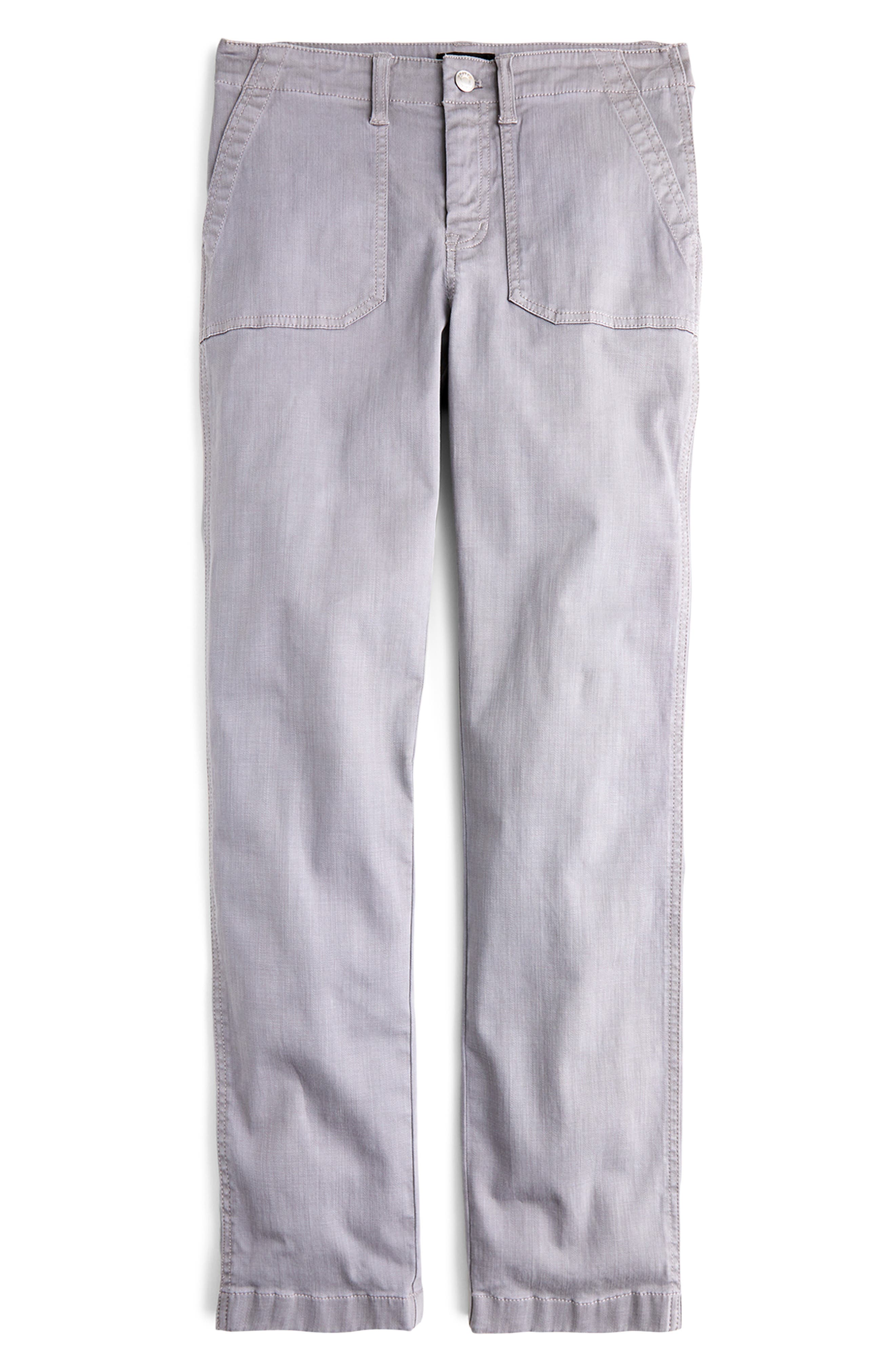Petite J.crew Slub Sateen Straight Leg Cargo Pants, 4P - Grey