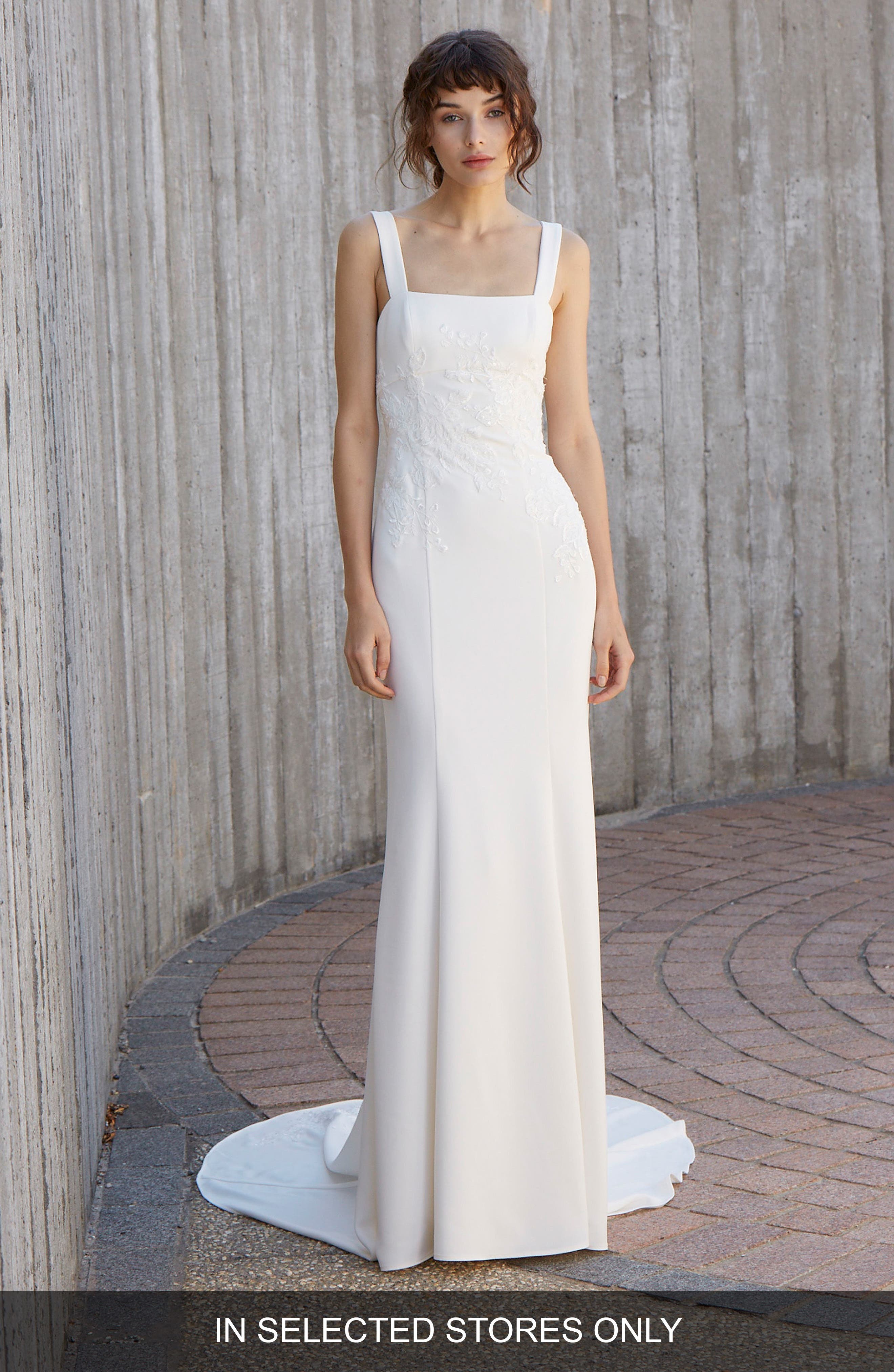 Nouvelle Amsale Crosby Embroidered Gown, Ivory