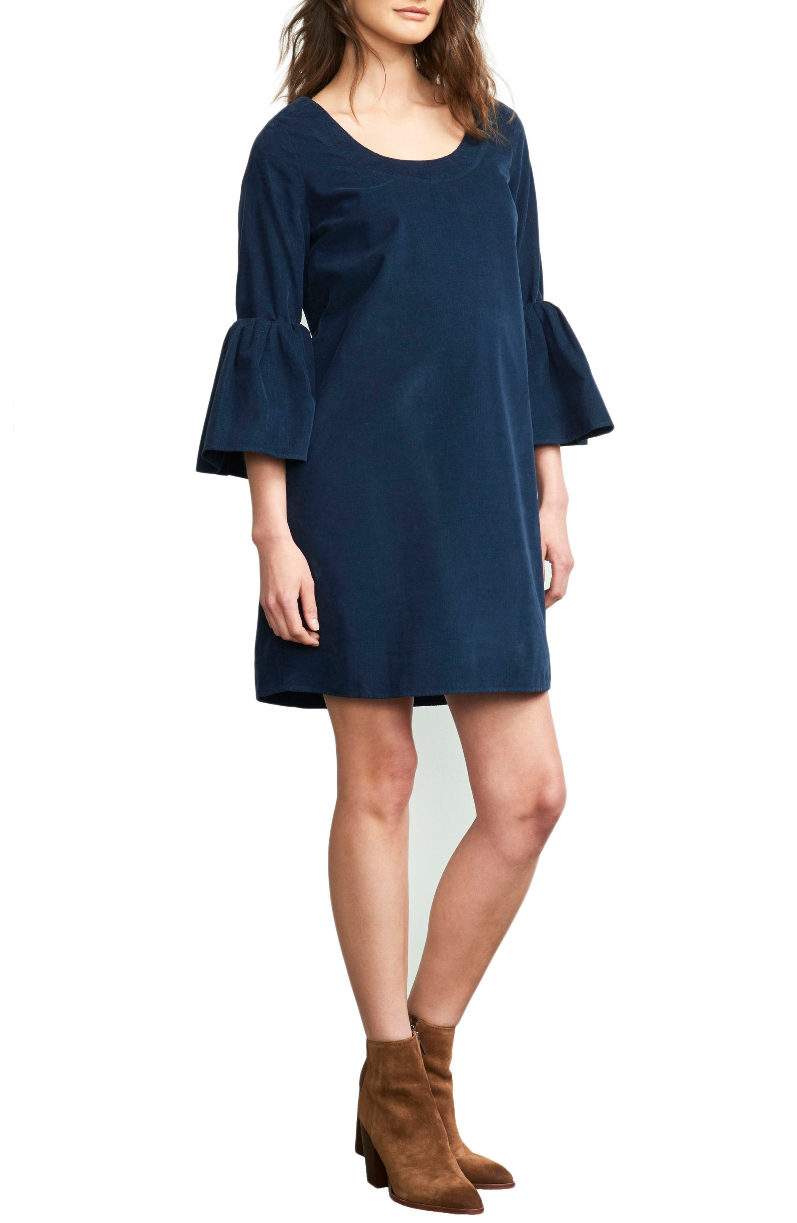 Maternal America Bell Sleeve Maternity Dress, Blue
