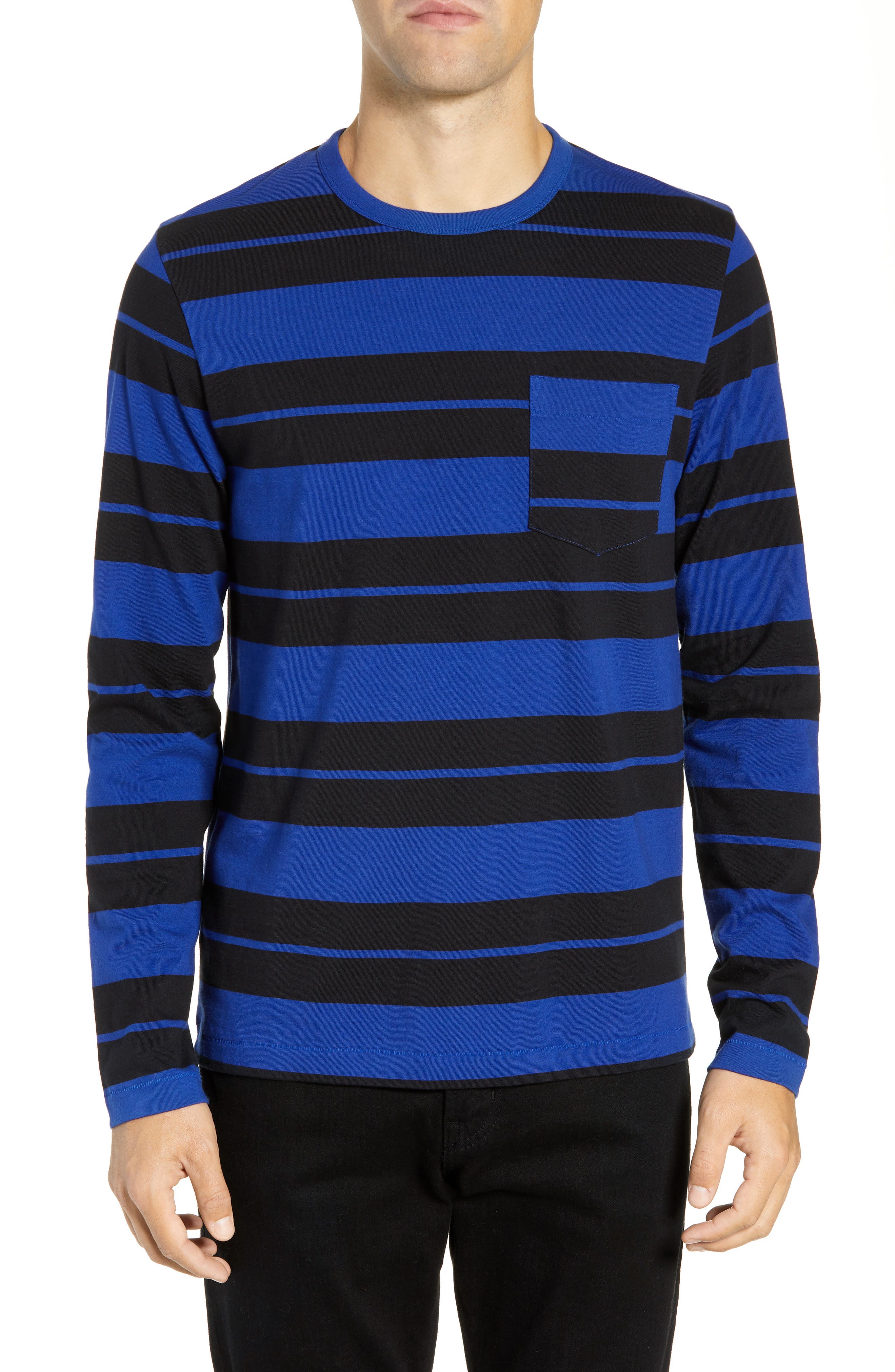 French Connection Fran Varsity Stripe Regular Fit T-Shirt, Blue