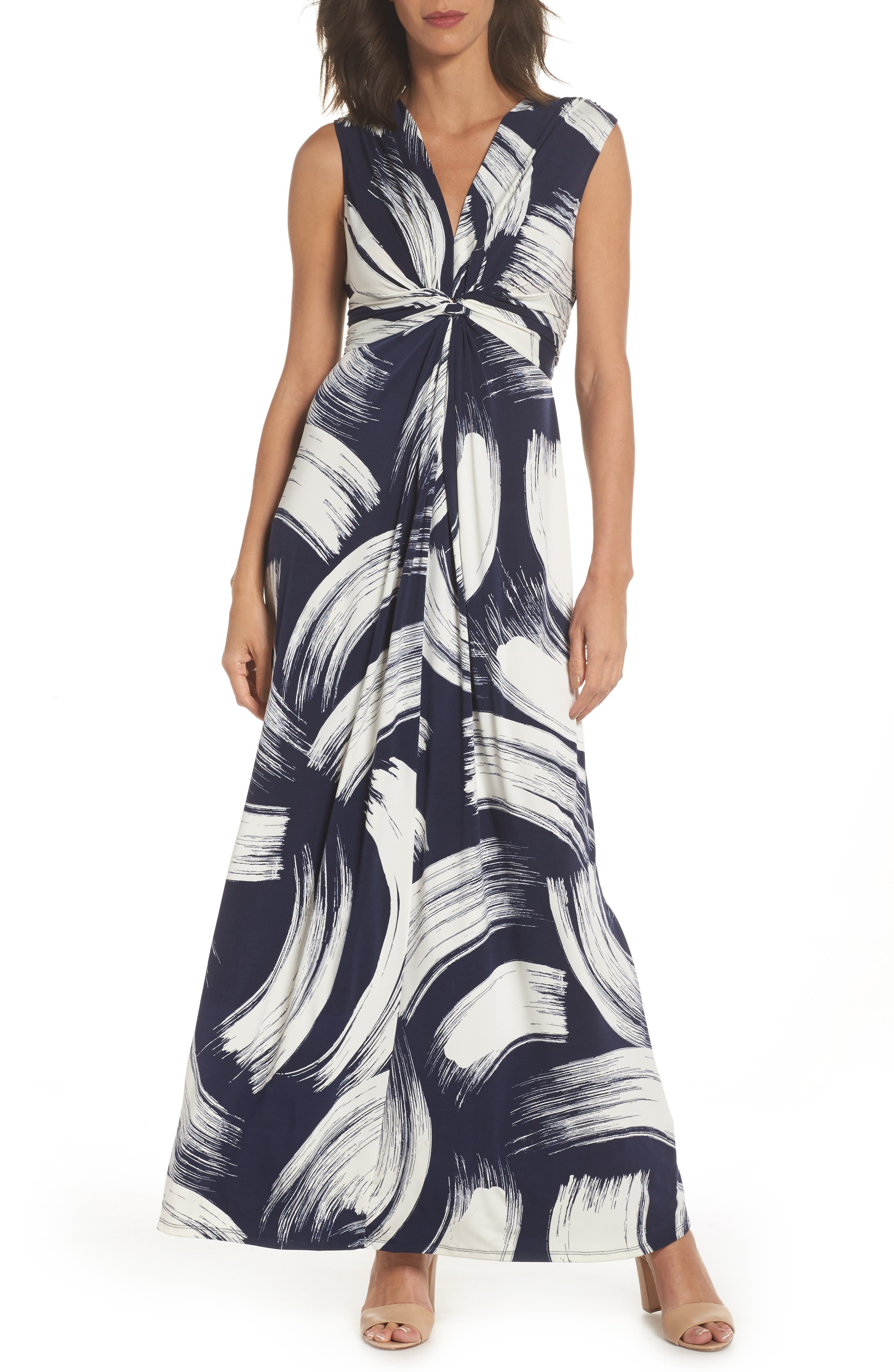 Eliza J Front Knot Jersey Maxi Dress