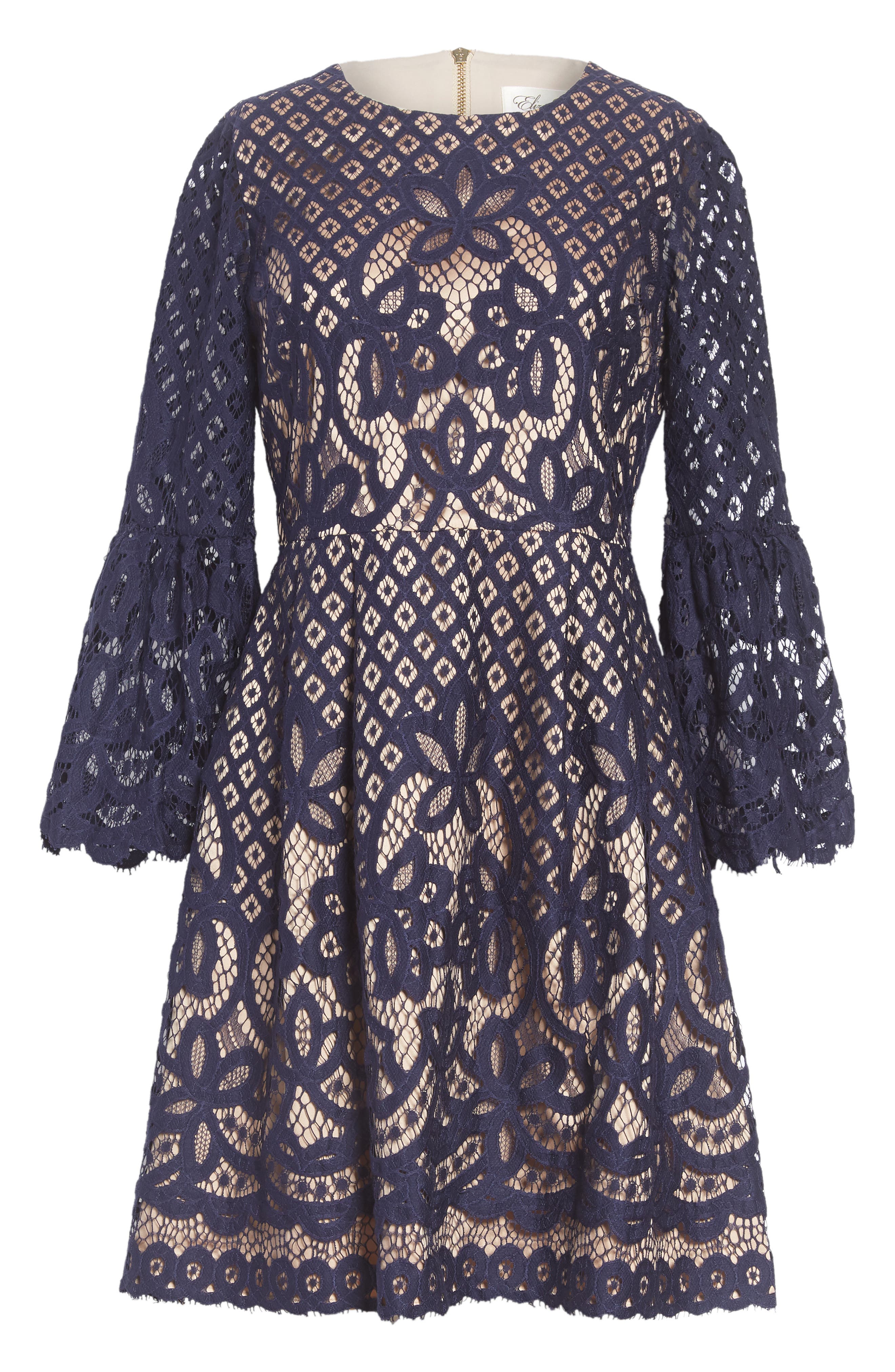 Eliza J Bell Sleeve Fit & Flare Dress, Blue