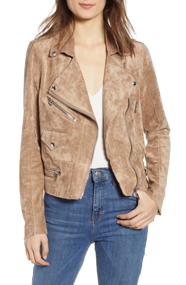 BLANKNYC Faux Suede Moto Jacket, Main, color, BRICK WALL