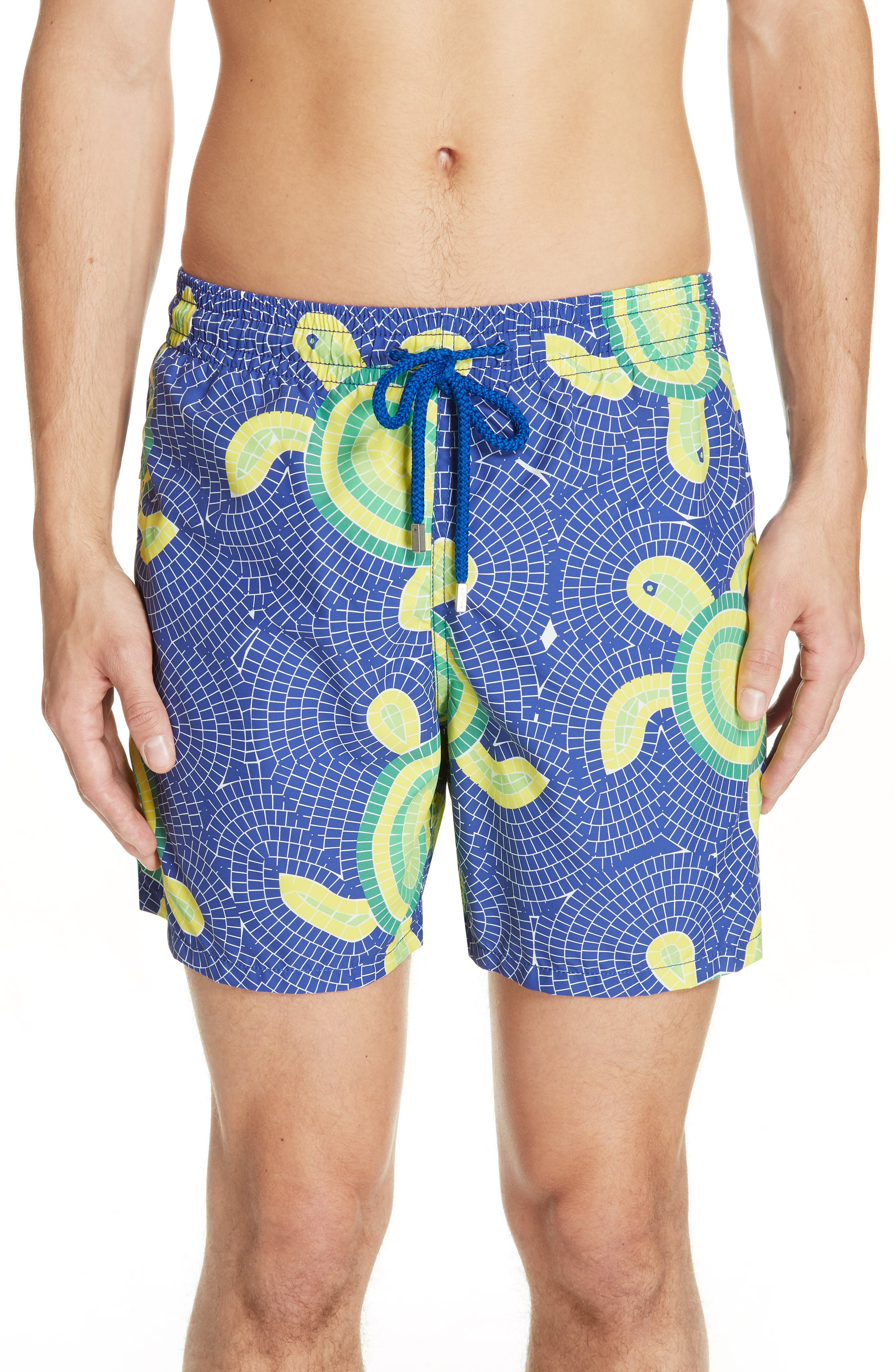 Vilebrequin Mosaic Turtles Swim Trunks, Blue