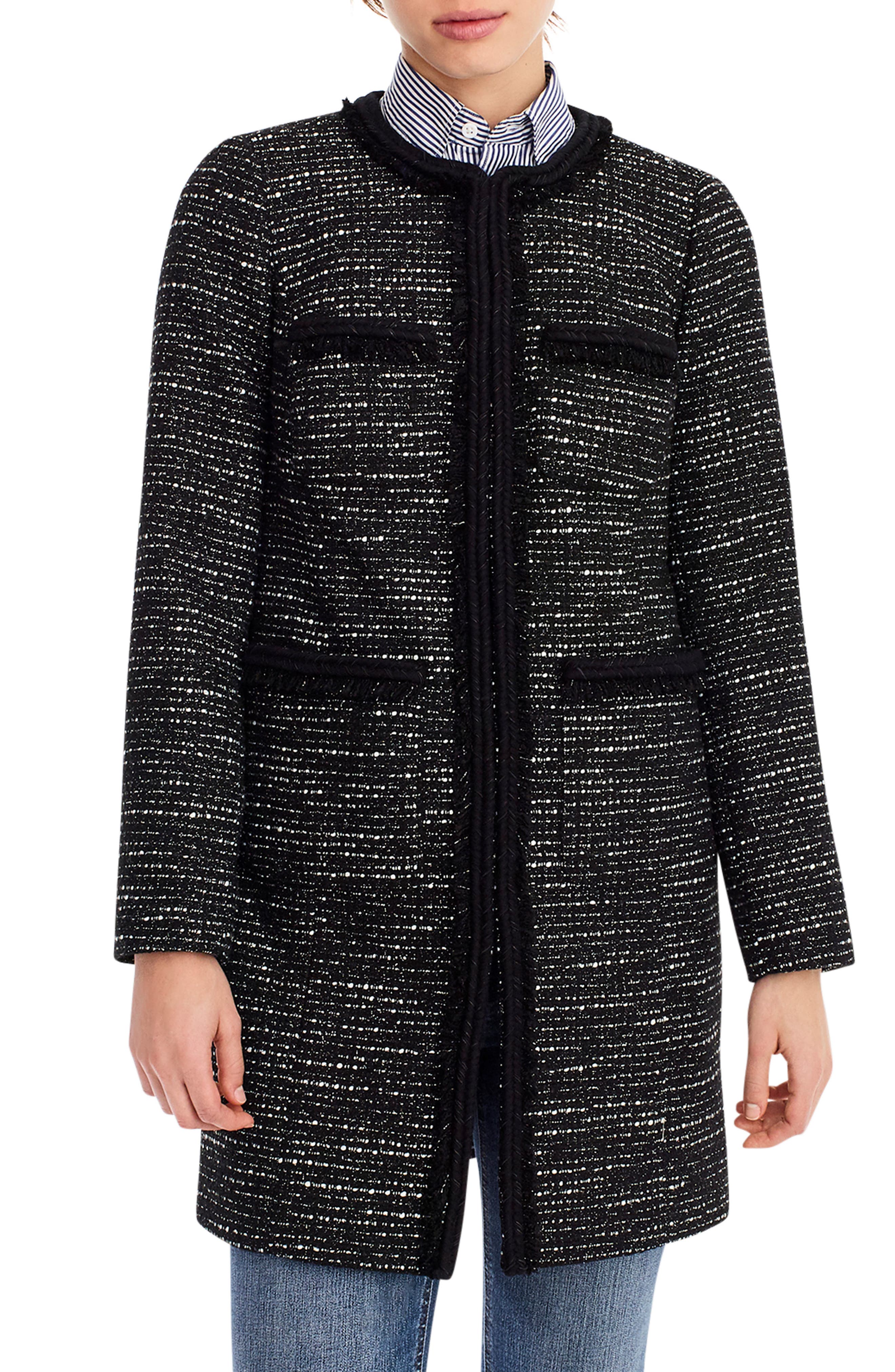 J.crew Tweed Lady Coat With Braided Trim