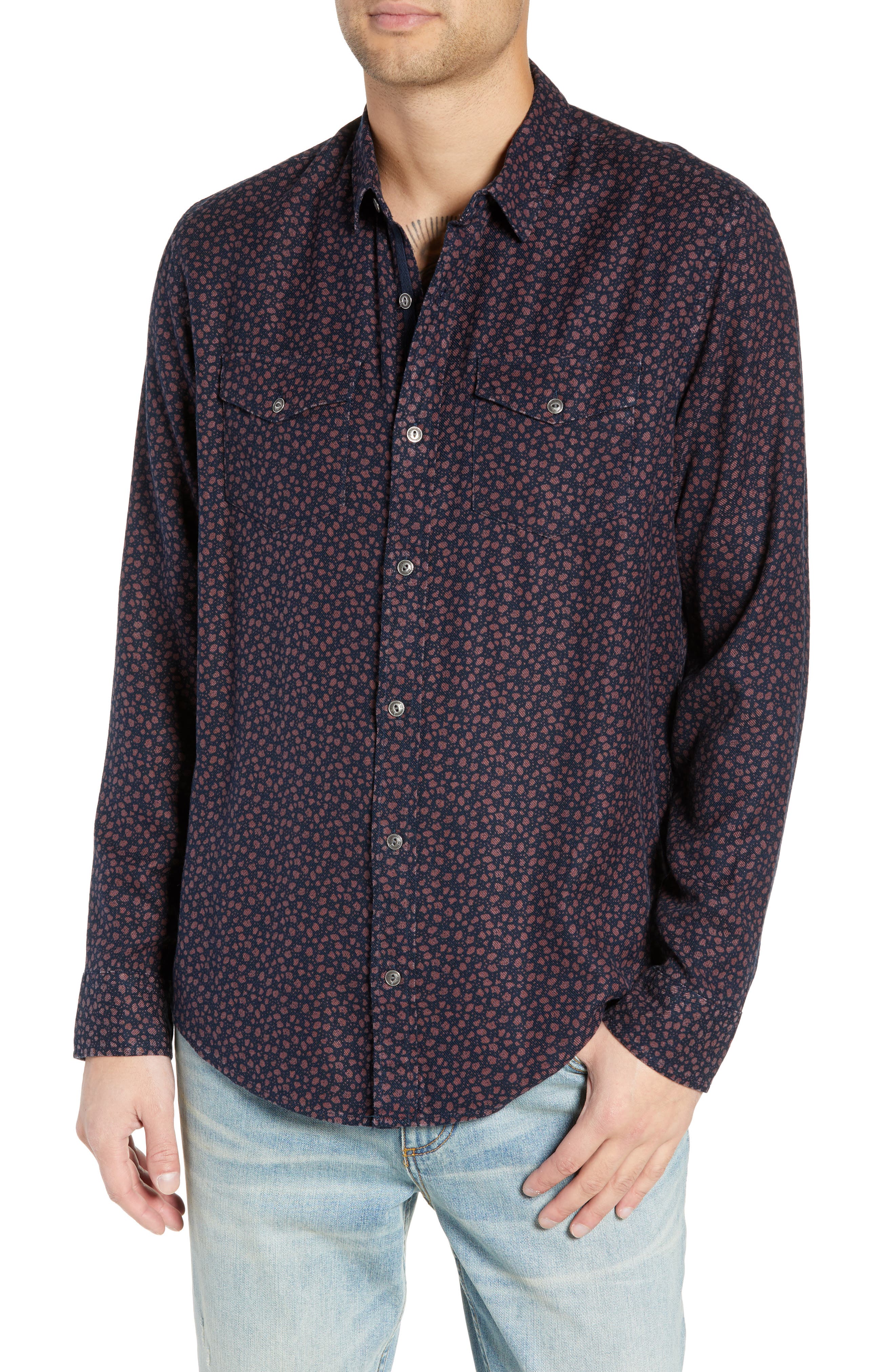 Treasure & Bond Regular Fit Print Sport Shirt, Red
