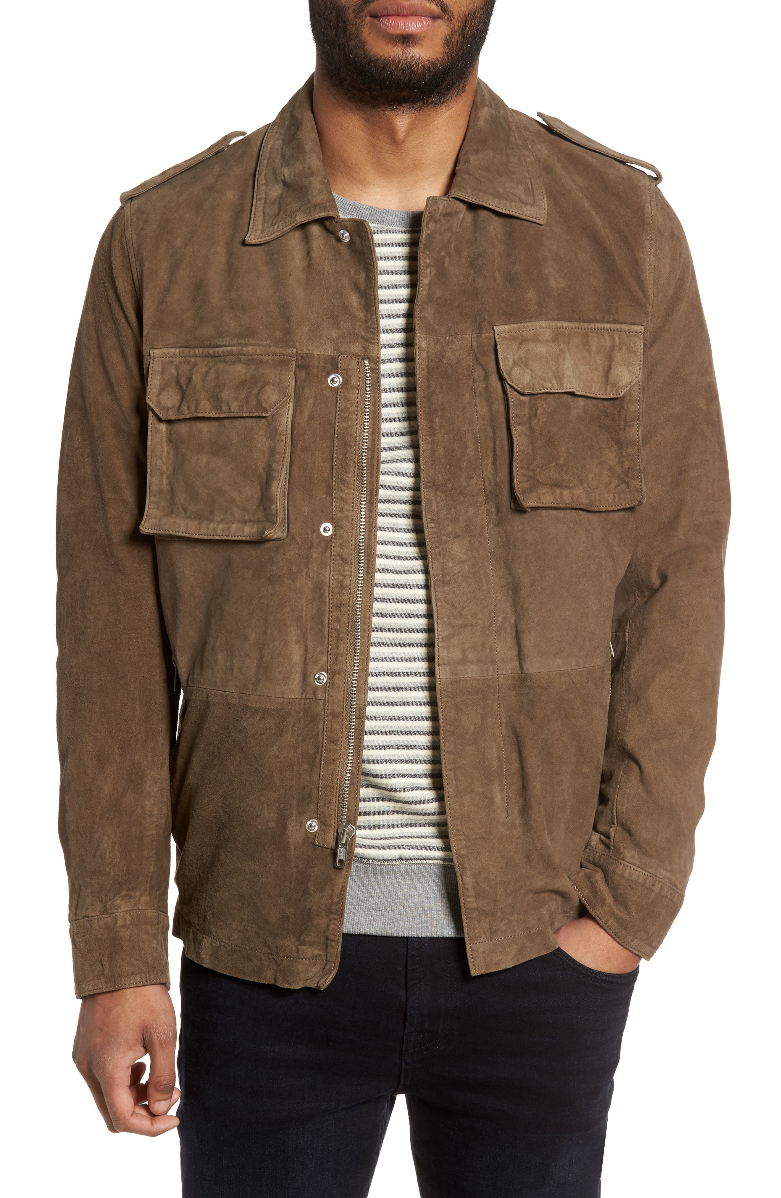 LAMARQUE Washed Suede Military Shirt Jacket Nordstrom