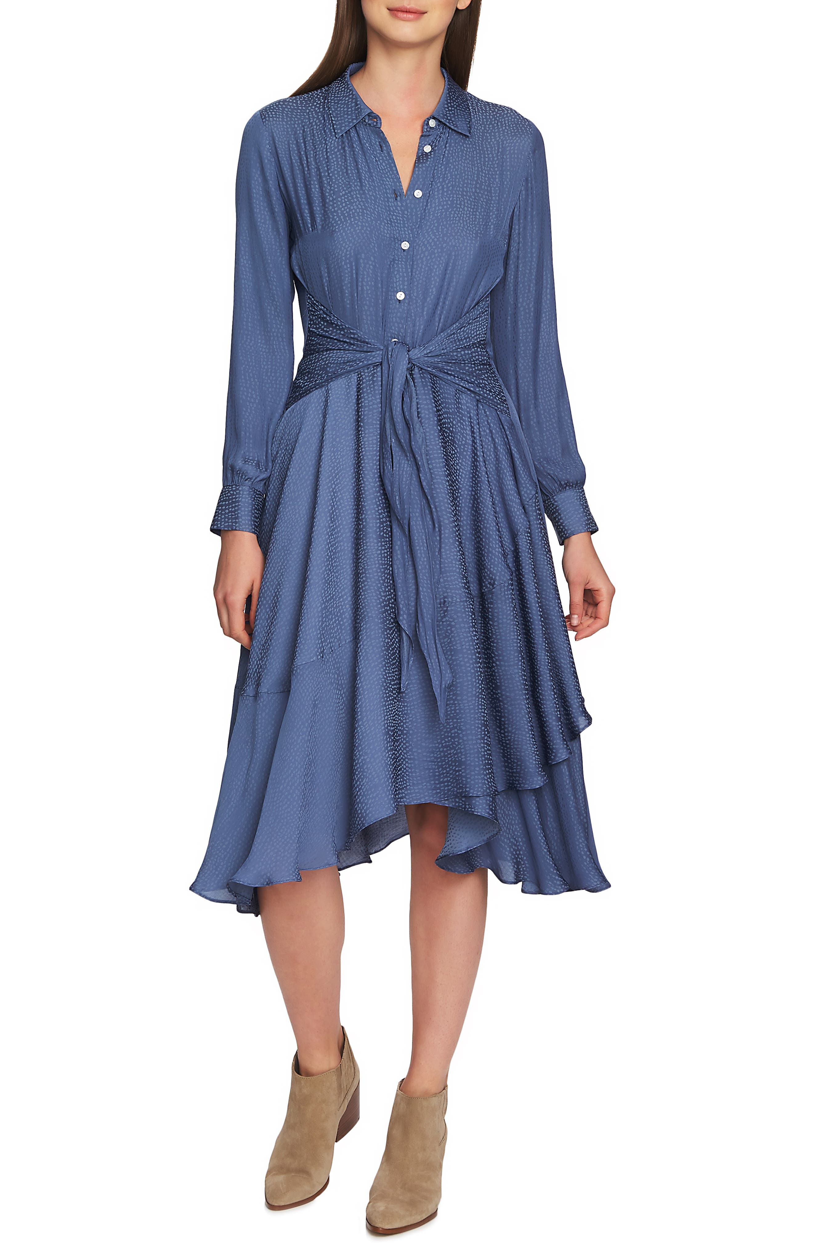 1.state Tie Front Dot Jacquard Dress