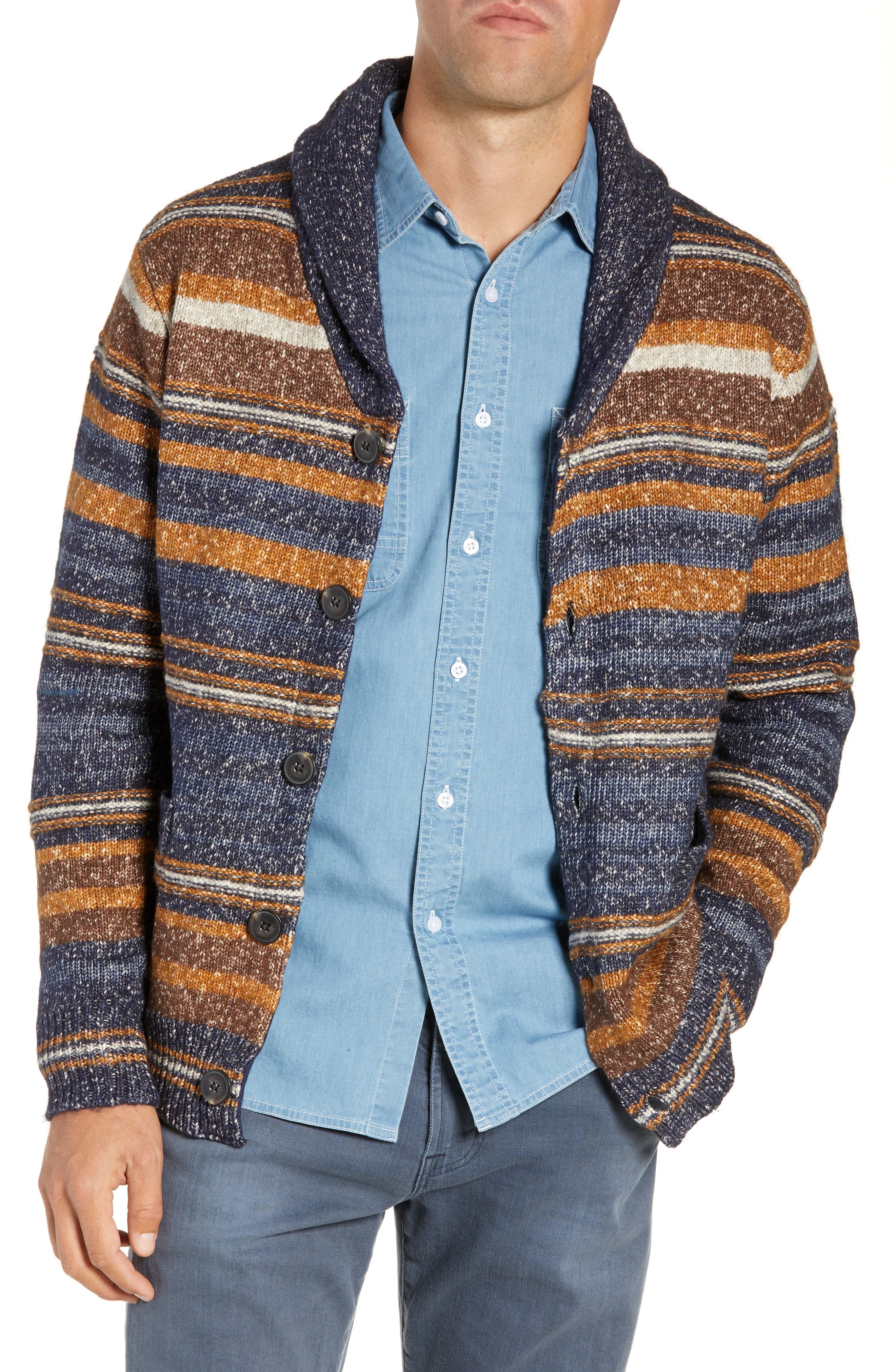 Schott Nyc Stripe Cardigan Sweater