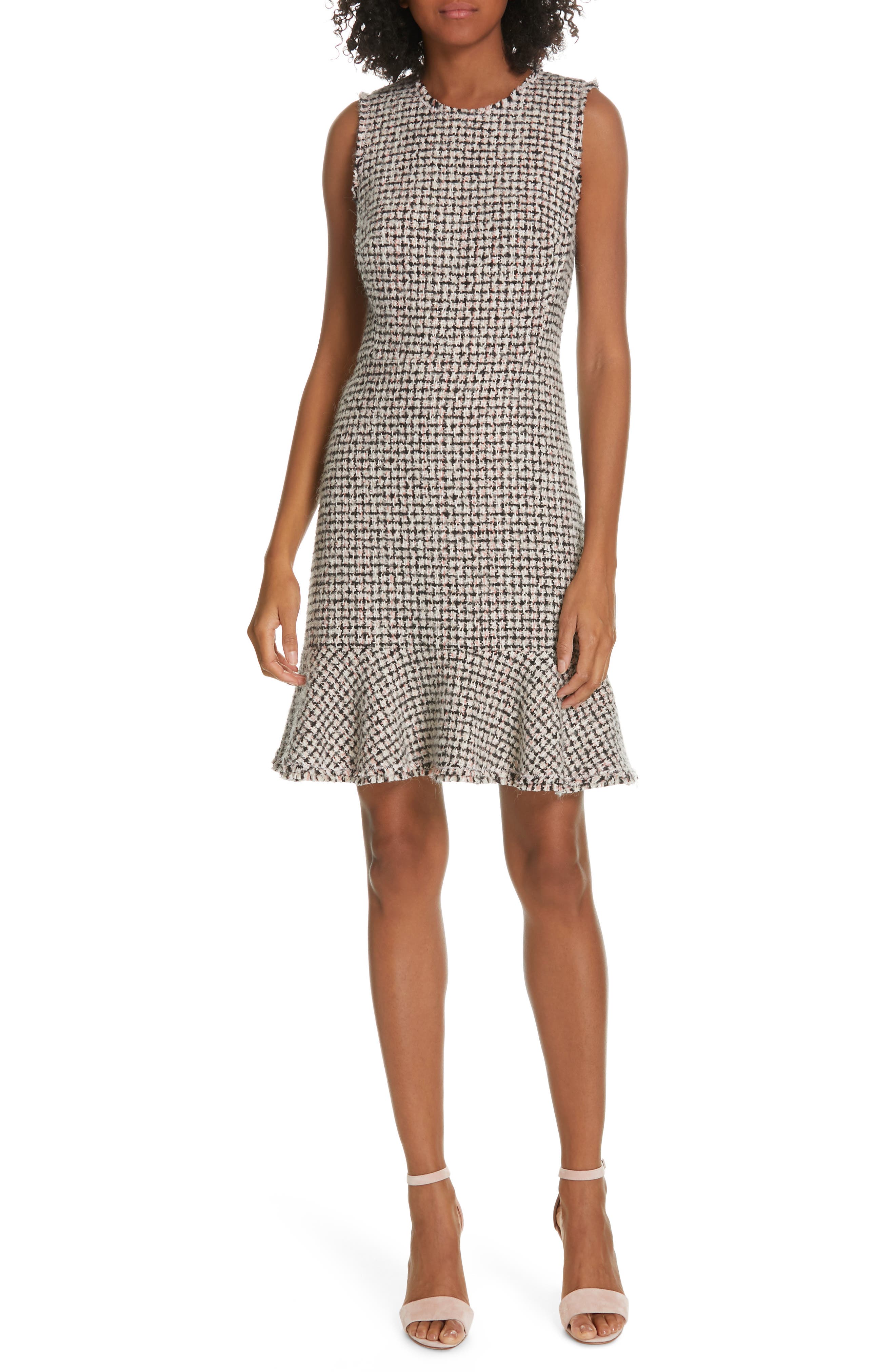Rebecca Taylor Houndstooth Tweed Dress, Black