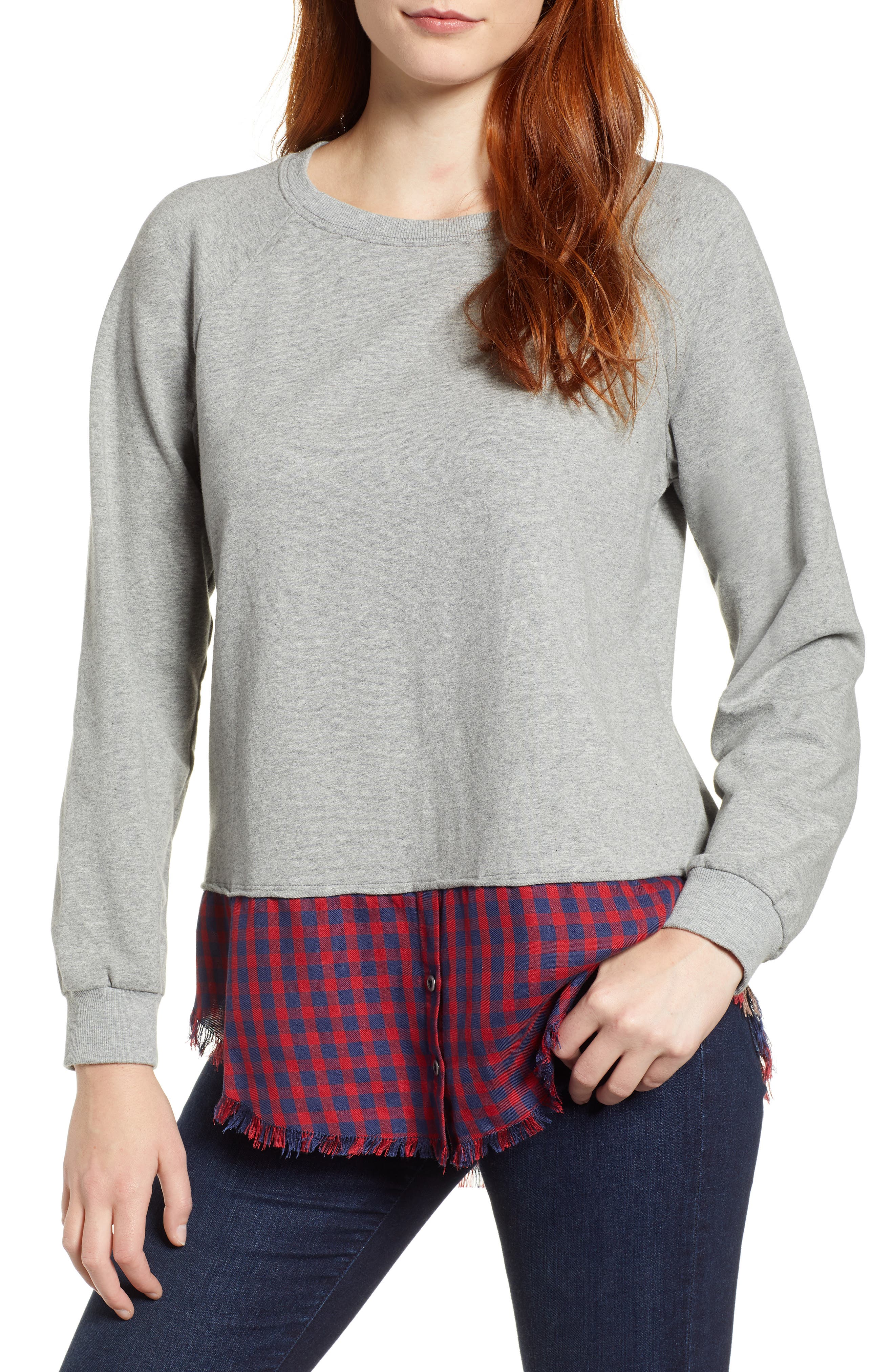 Billy T Mixed Media Sweatshirt, Grey