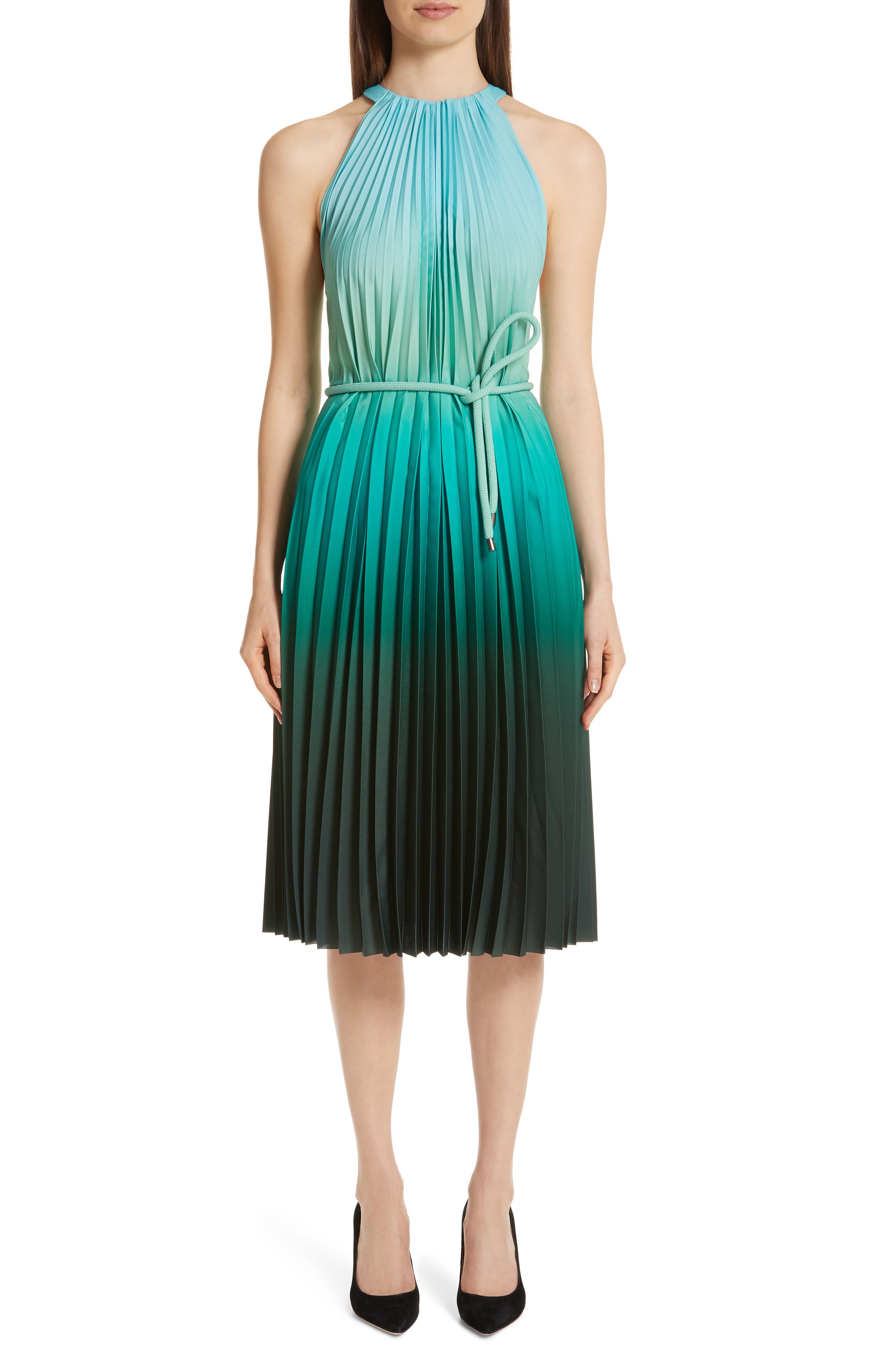 Max Mara Fuxia Pleated Dress, Blue