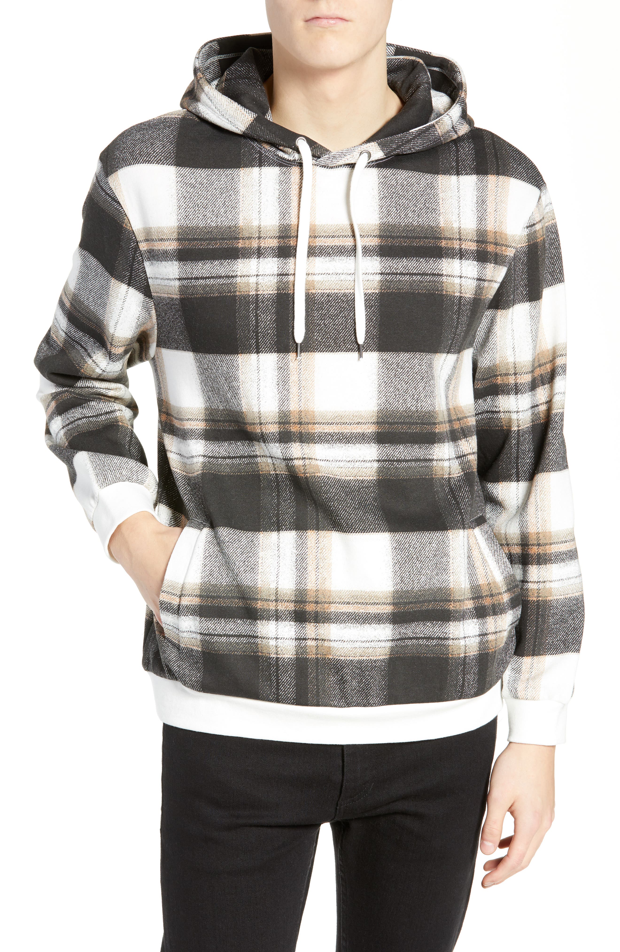 The Rail Plaid Print Hoodie, Ivory