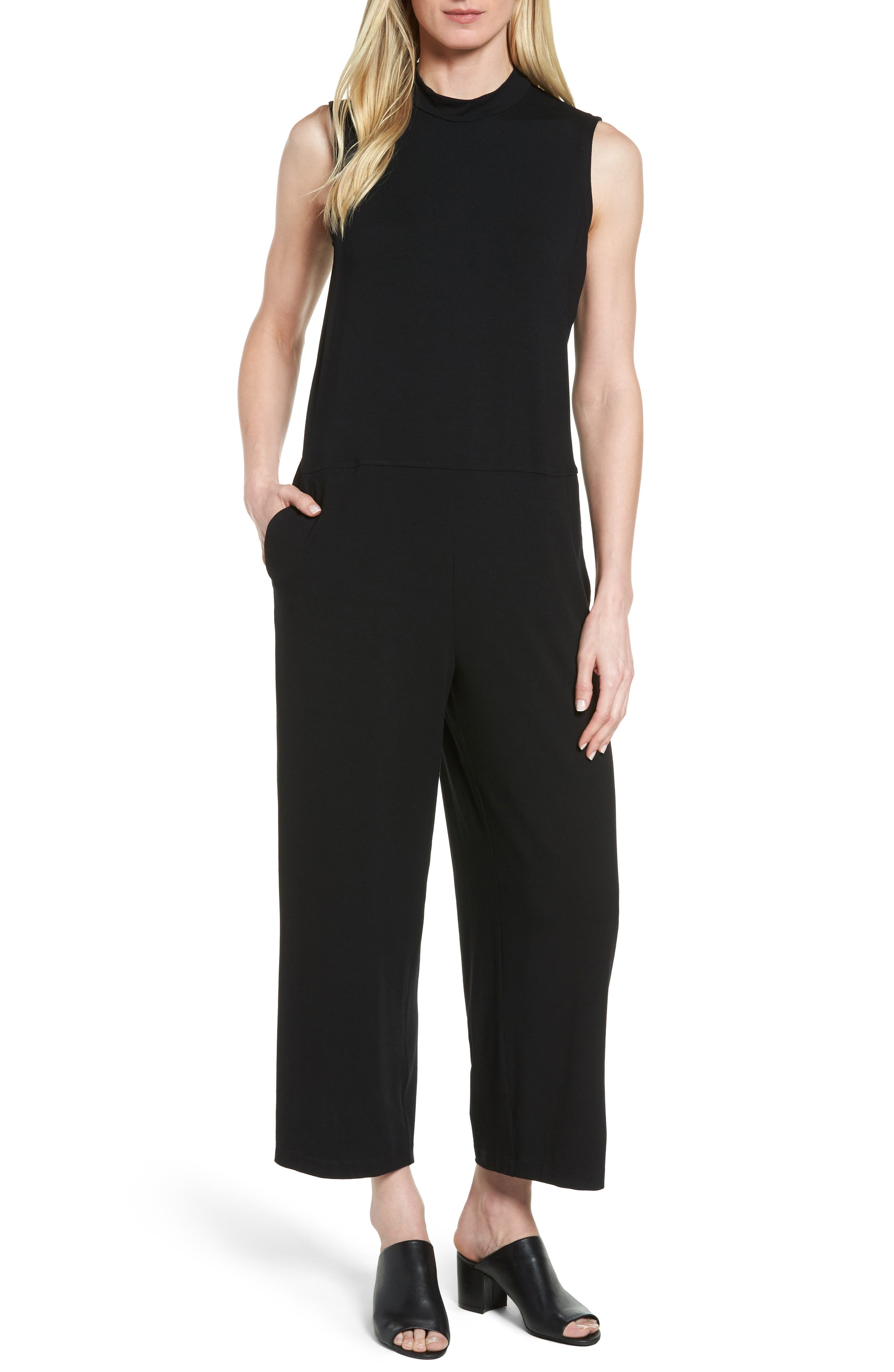 Eileen Fisher Jersey Crop Wide Leg Jumpsuit Nordstrom