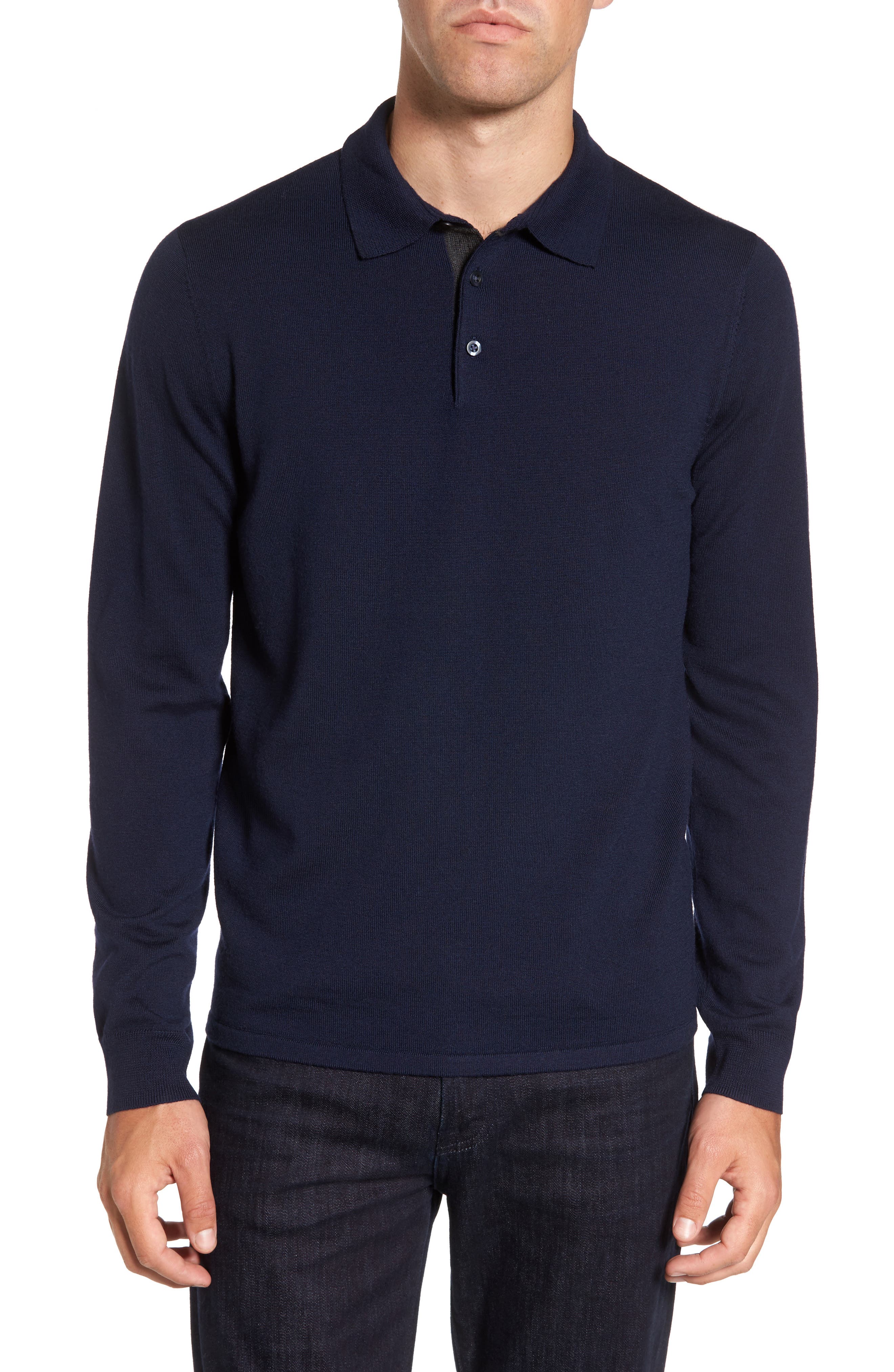 Nordstrom Shop Merino Wool Polo Sweater, Blue
