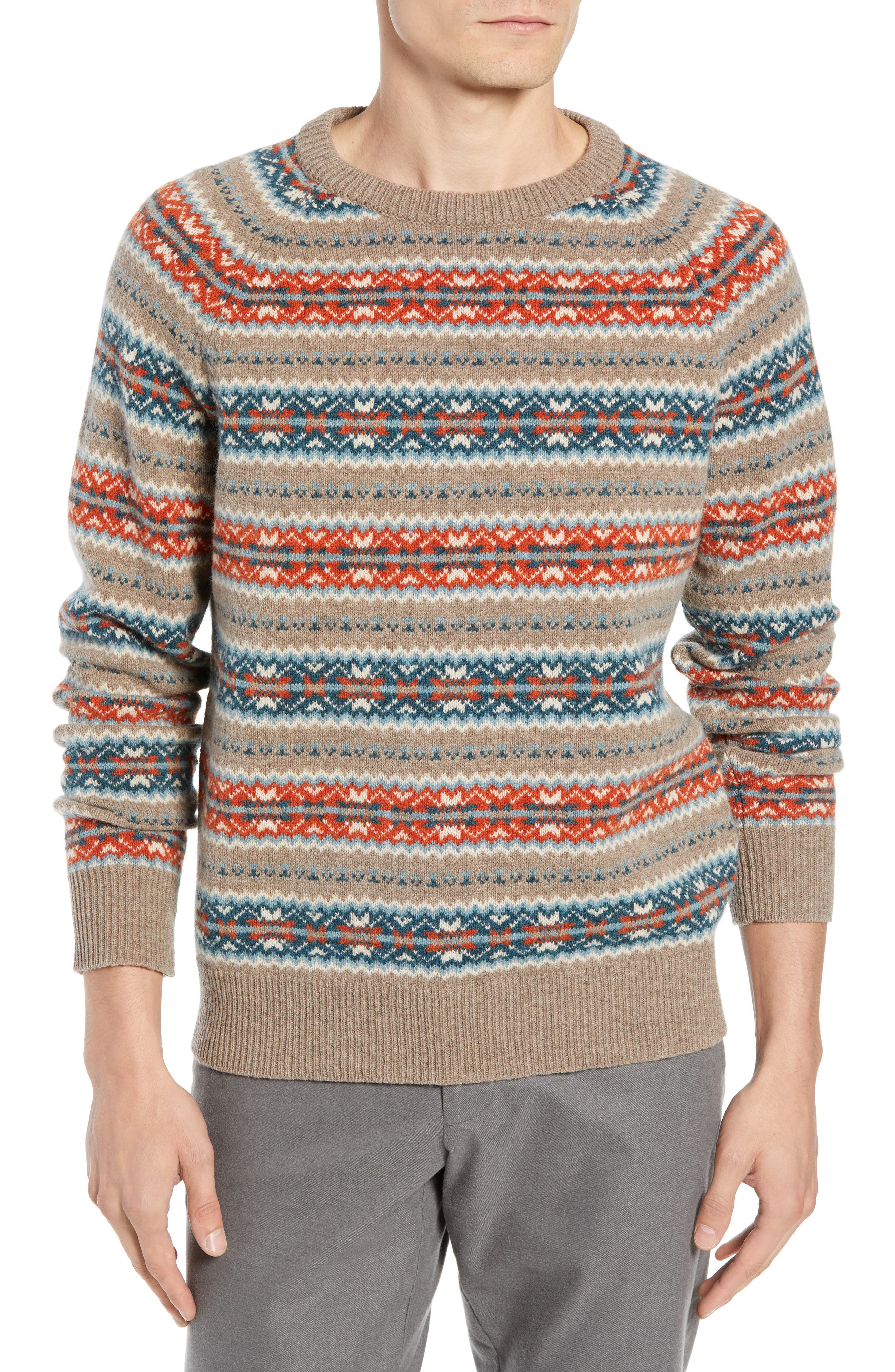 J.crew Fair Isle Lambswool Sweater, Grey